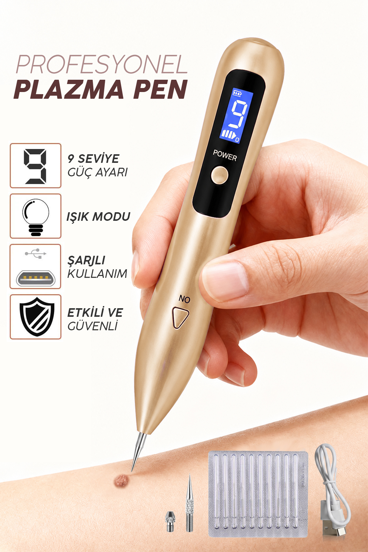 Profesyonel 9 Kademe Dijital Laser Plazma Pen Gold Renk Ben, Siğil Ve Leke Cihazı — plazmapen