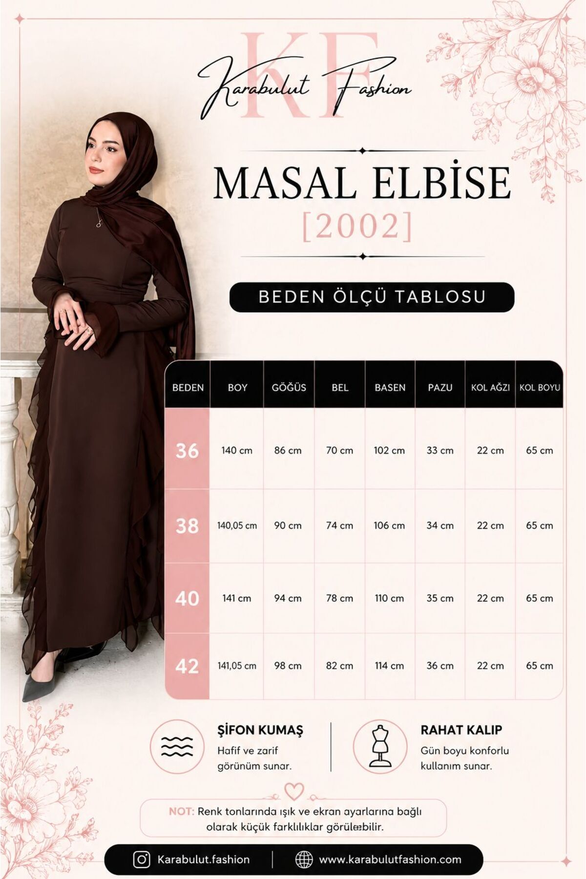 Marselline Kahverengi Masal Elbise görsel 5