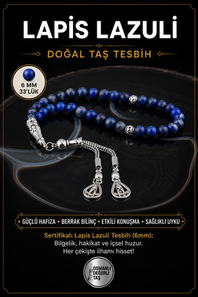 OSMANLI DEĞERLİ TAŞ Sertifikalı Lapis Lazuli Doğaltaş Tesbih 6 Mm, T197