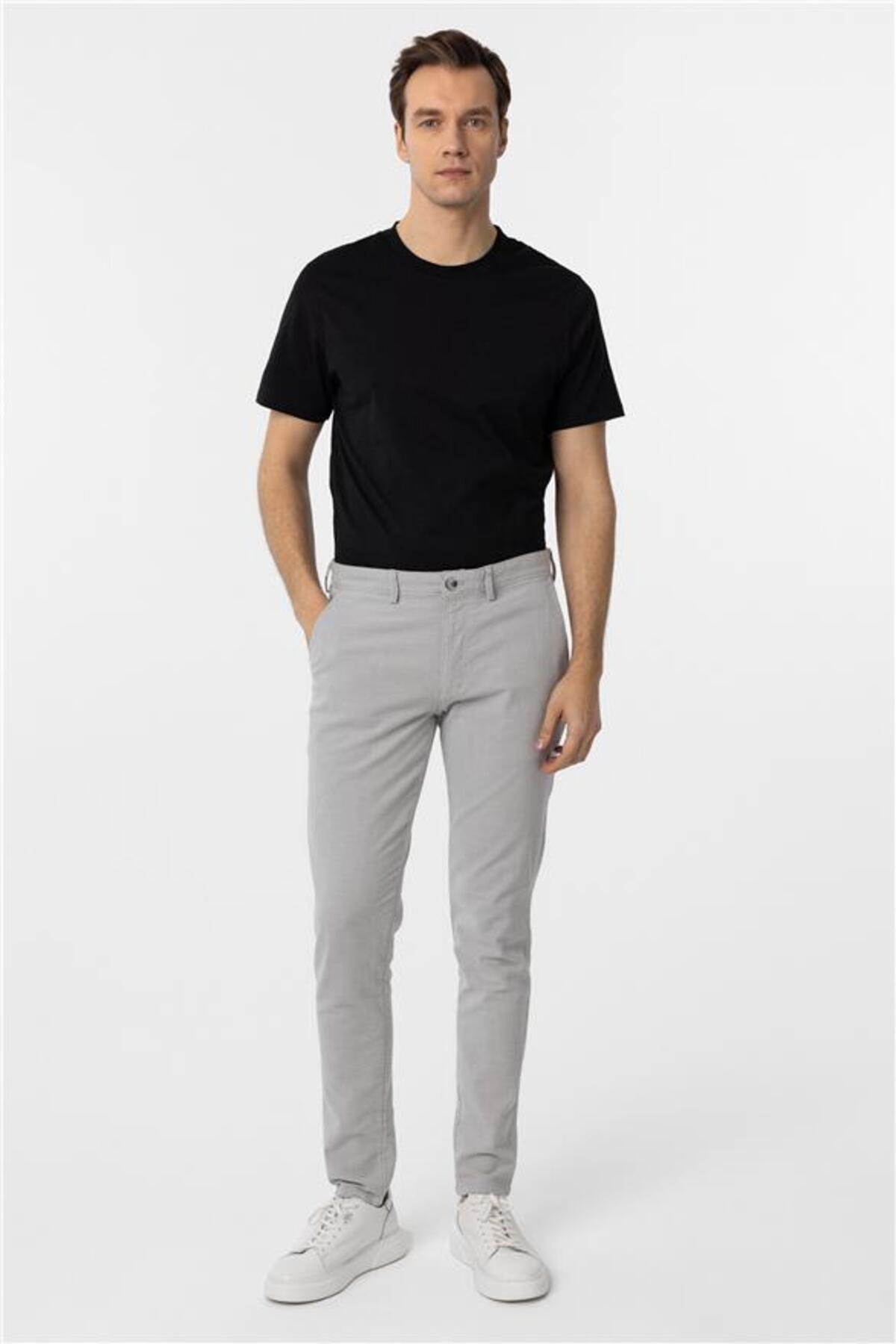 SÜVARİ Gri Slim Armürlü Pantolon — خاکستری PN2020500681