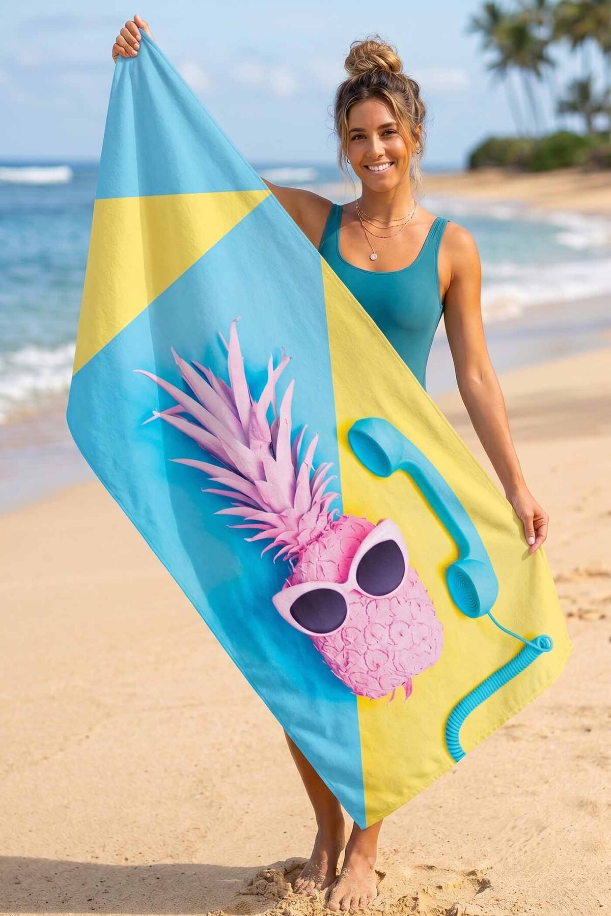 Pineapple Digital Printed 75x150 Cm Beach Towel