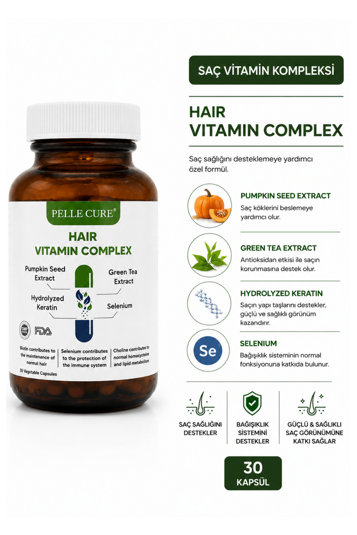 Saç Dökülmesine Karşı Vitamin Kompleksi - 30 Kapsül
