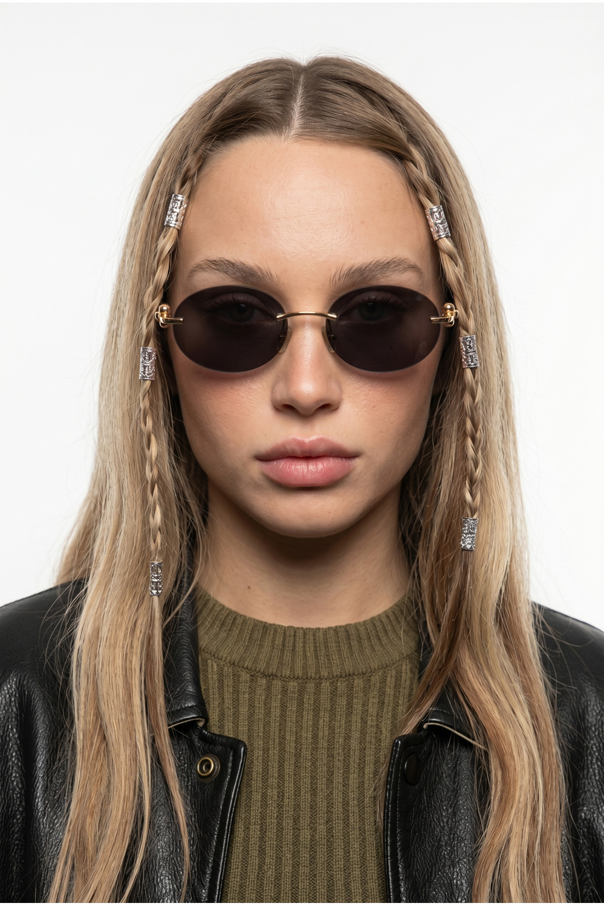 Houseofeyeris ELVA RIMLESS Oval Güneş Gözlüğü, UV400 Korumalı, Gold Metal Detaylı, Hafif Şık Kadın Stili