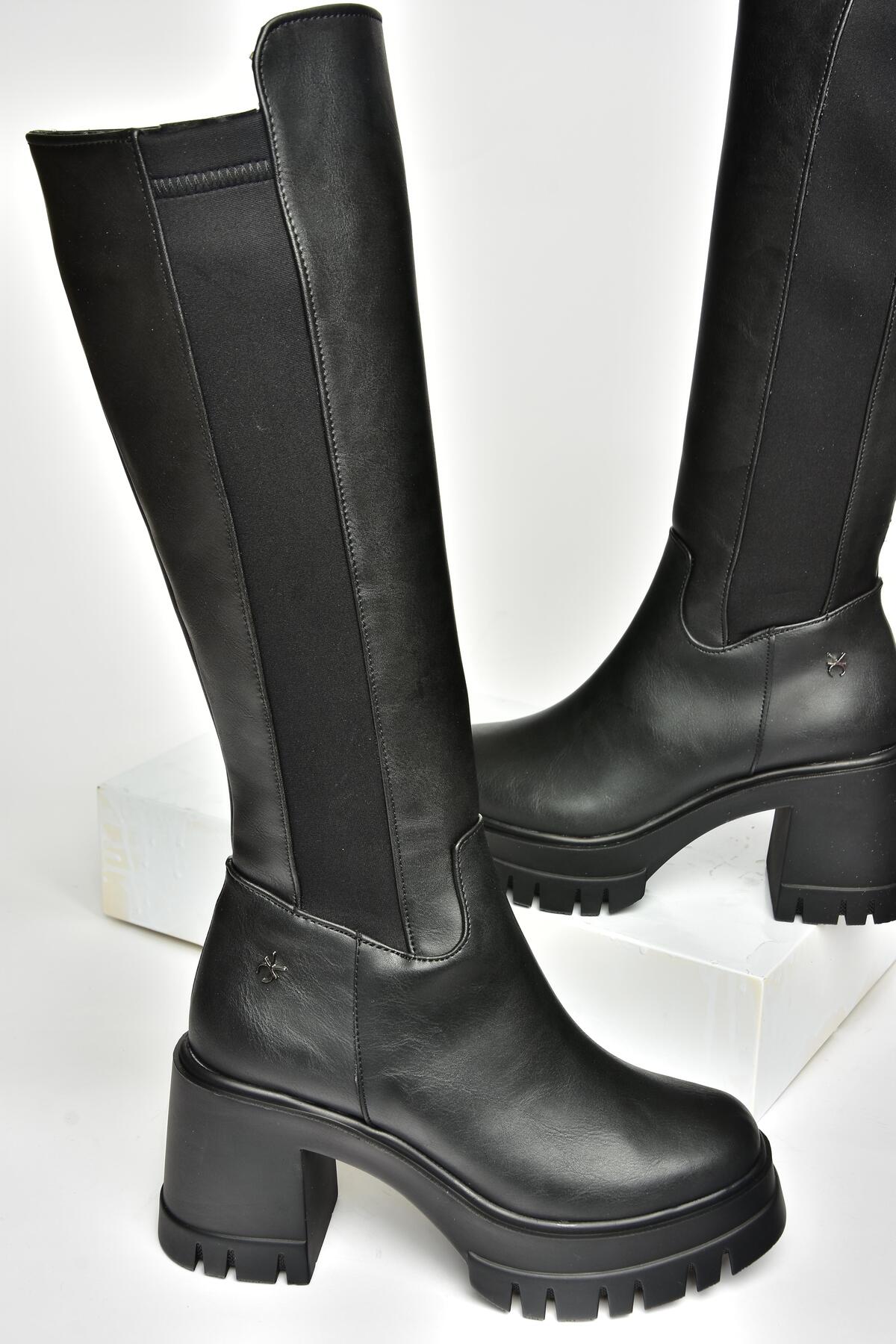 Fox Shoes T973390009 Siyah Kalın Topuklu Kadın Çizme görsel 5
