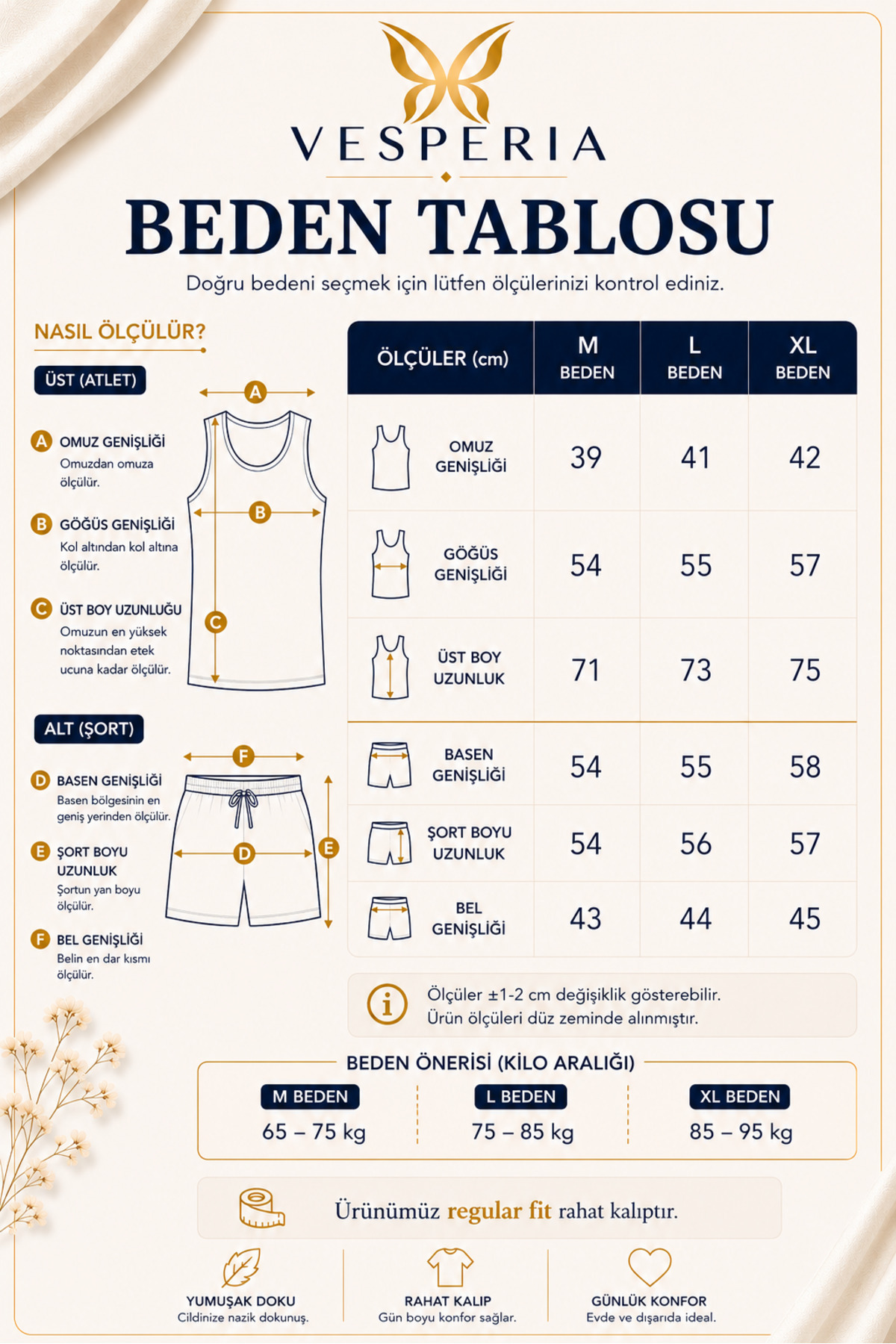 Vesperia Erkek Sıfır Kol Şortlu %100 Pamuk Pijama Takımı görsel 4
