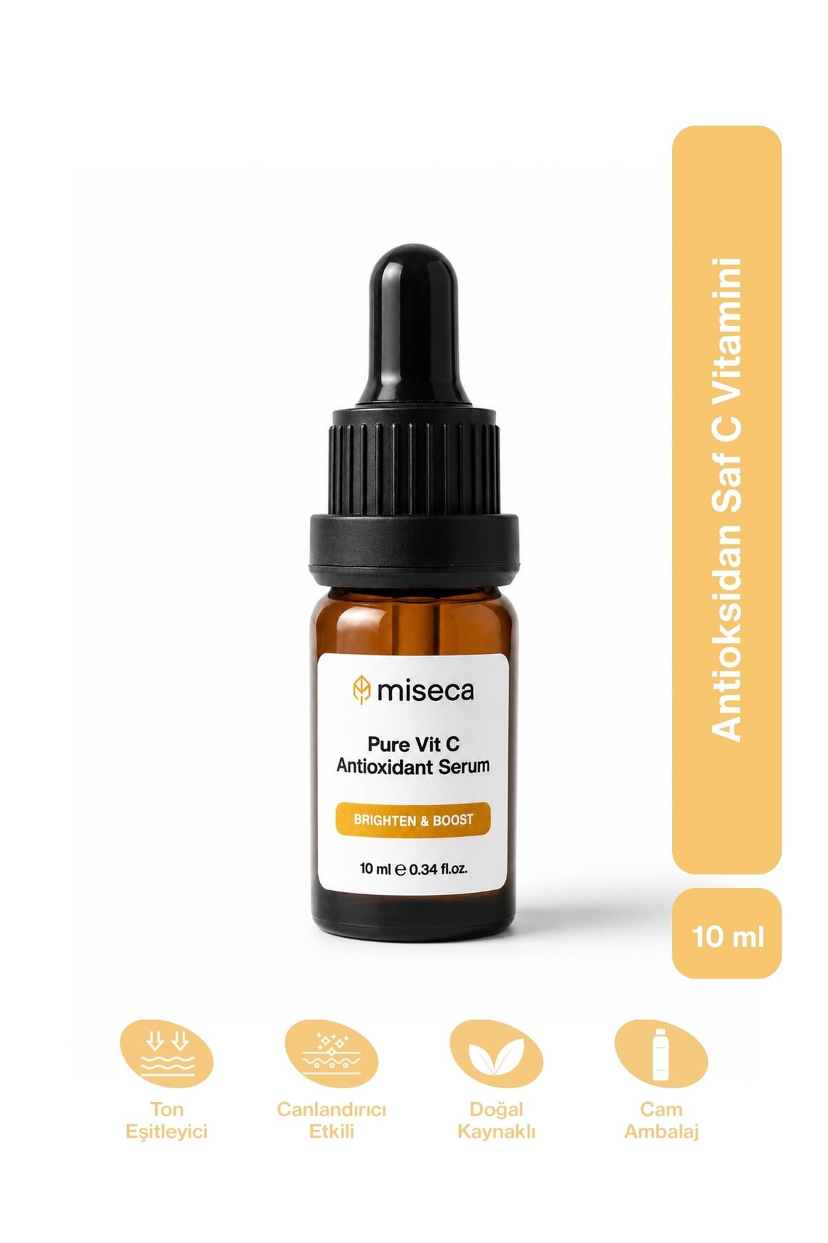 miseca سرم مراقبت از پوست روشن کننده و آنتی اکسیدان ال-اسید 12% ویتامین C خالص، 10 میلی لیتر — CB-LAAS