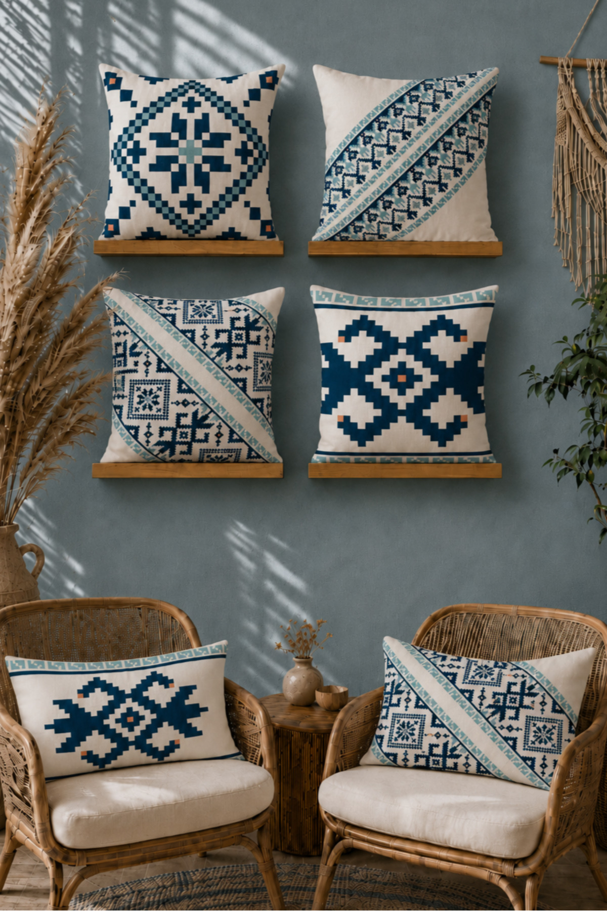 Modern Design 6-Piece 3D Digital Printed Rectangle 30x50 and 43x43 Square Pillow Case Set