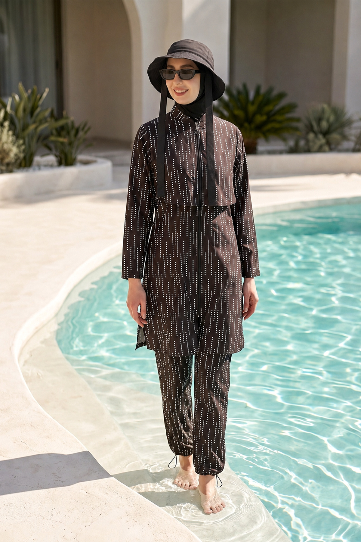 Front Covered Parachute Fully Closed Modest Swimsuit R071 Yasmin