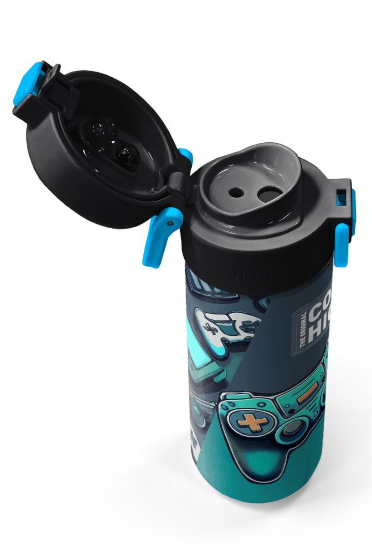 Kids Nefti Gamer Desenli Pipetli ve Direkt İçim Çelik Termos 500 ml 31861