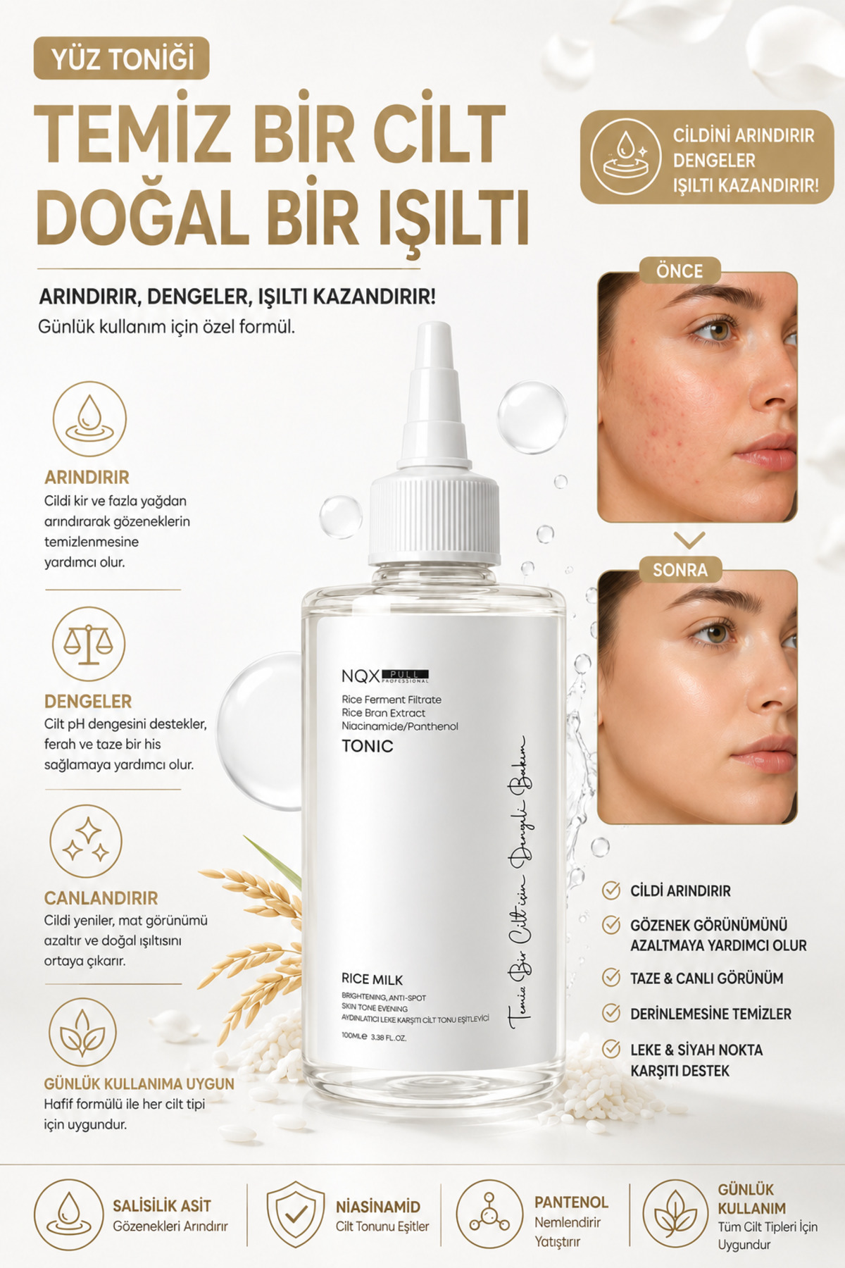 Rice Milk Tonik Pirinç Özlü Aydınlatıcı Leke Karşıtı Cilt Tonu Eşitleyici Tonik 100 ml — sh43 — تصویر 4 از 4