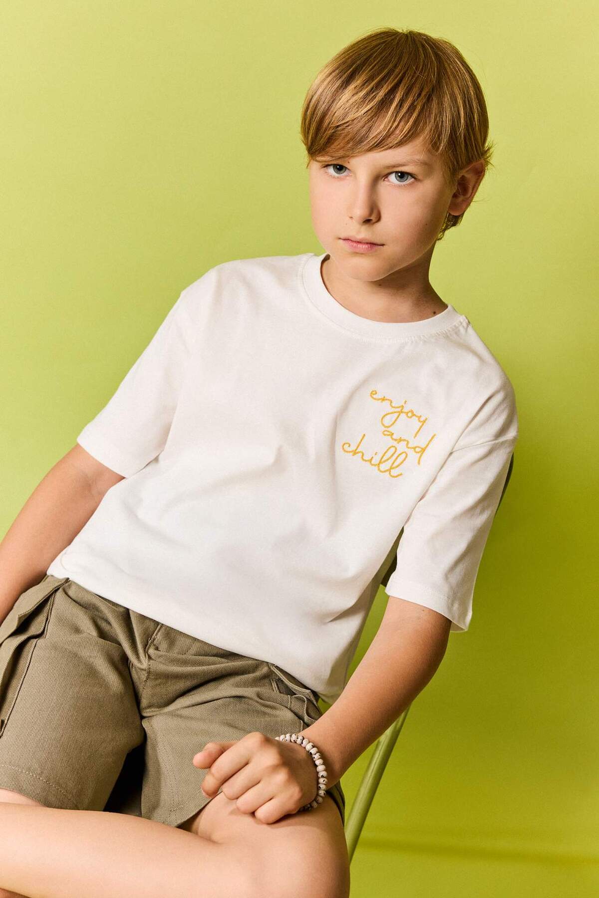 Defacto 100% Cotton Regular Fit Crew Neck Printed Short Sleeve T-Shirt Boys H7563A826Sm