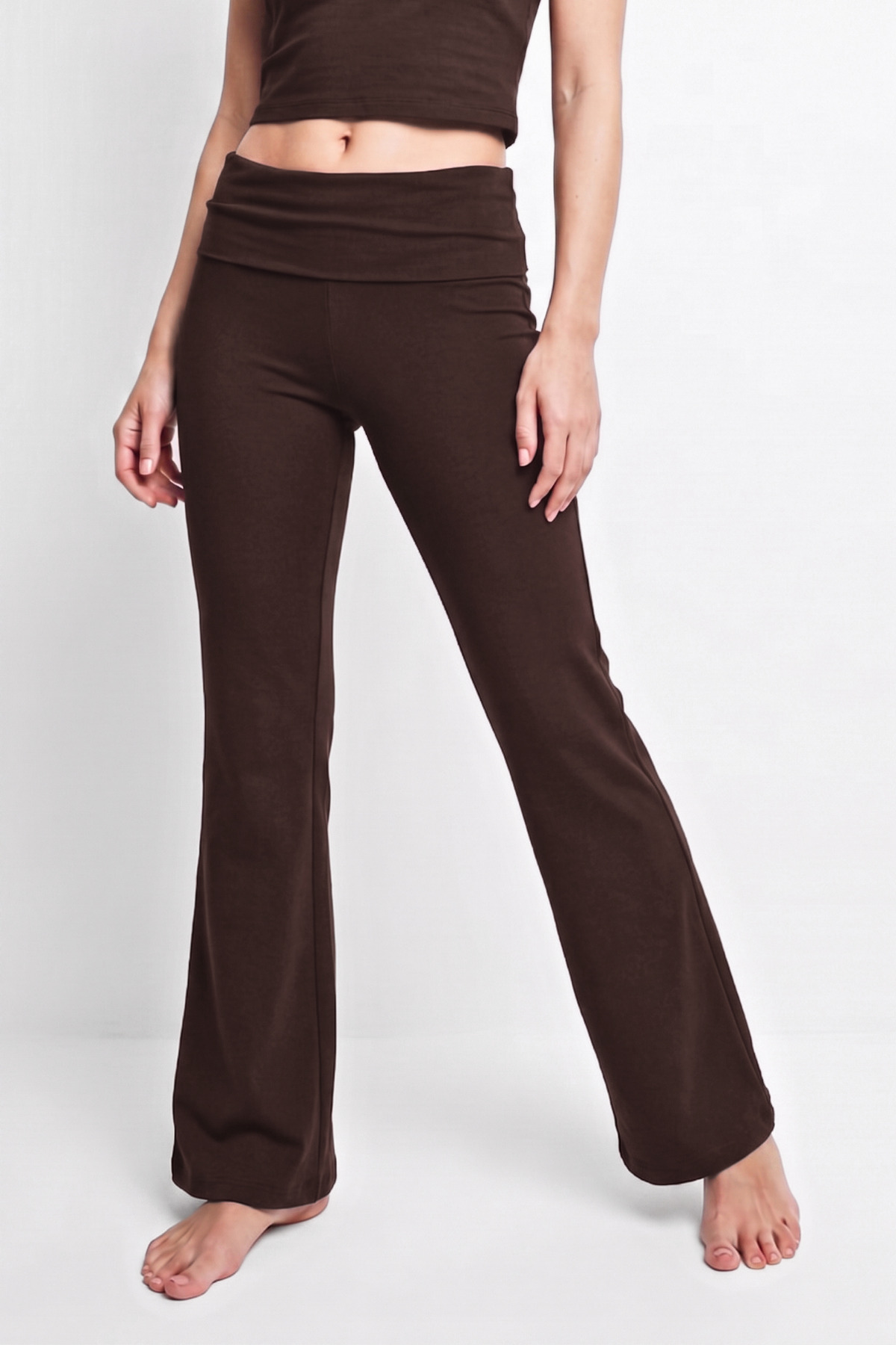 Dark Brown Spanish Leg Jarse Ultra Soft Trousers Flared