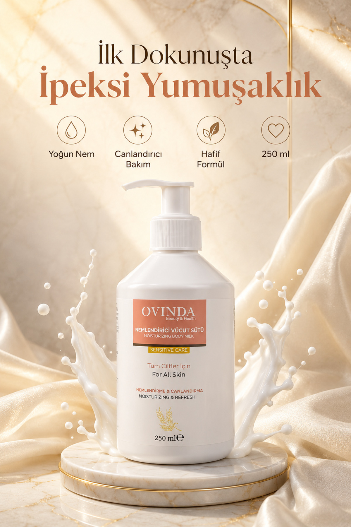 Nemlendirici Vücut Sütü Yoğun Nem Bakımı Badem Kuşburnu Buğday Yağı ve E Vitamini Tüm Ciltler 250 ml — OVD-01.03 — تصویر 6 از 6