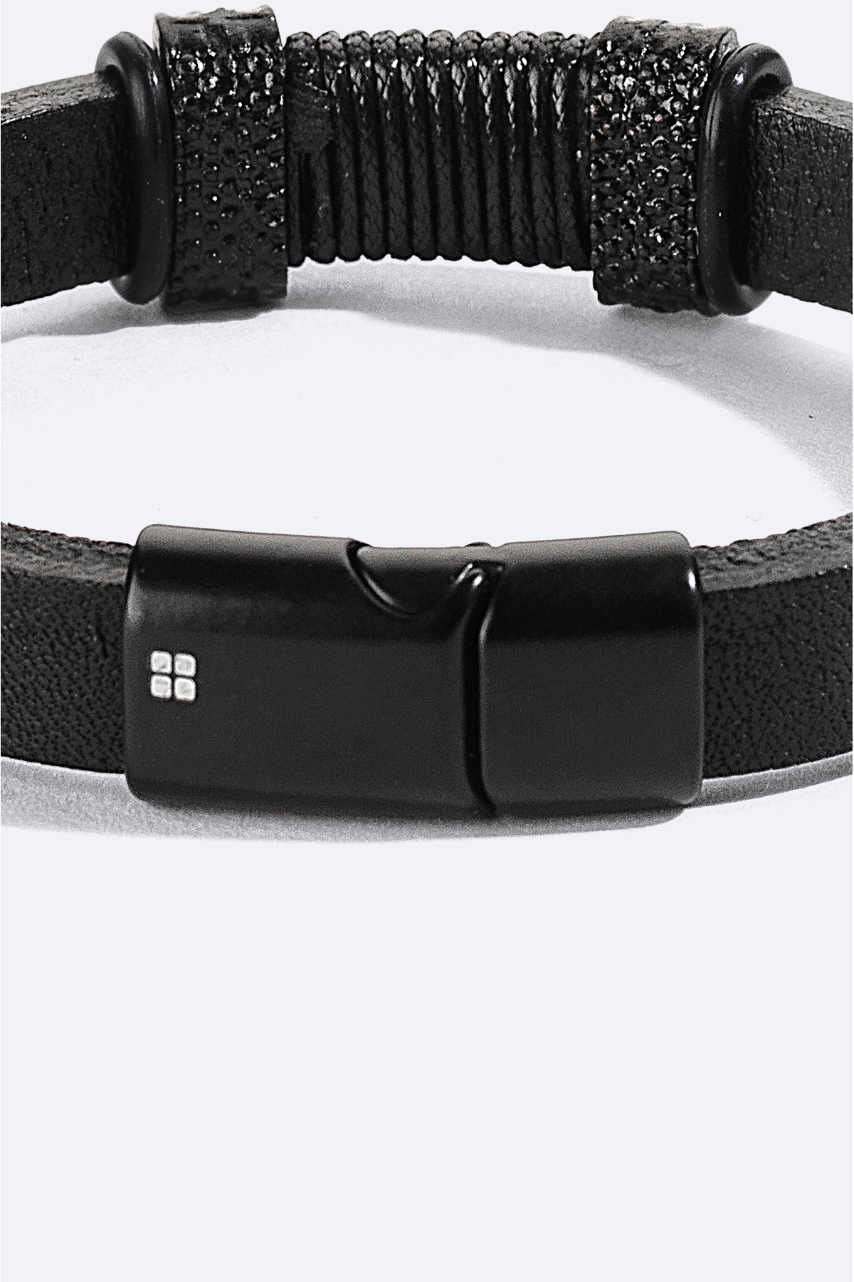 Avva Men's Black 100% Leather Bracelet B009600 - Trendyol