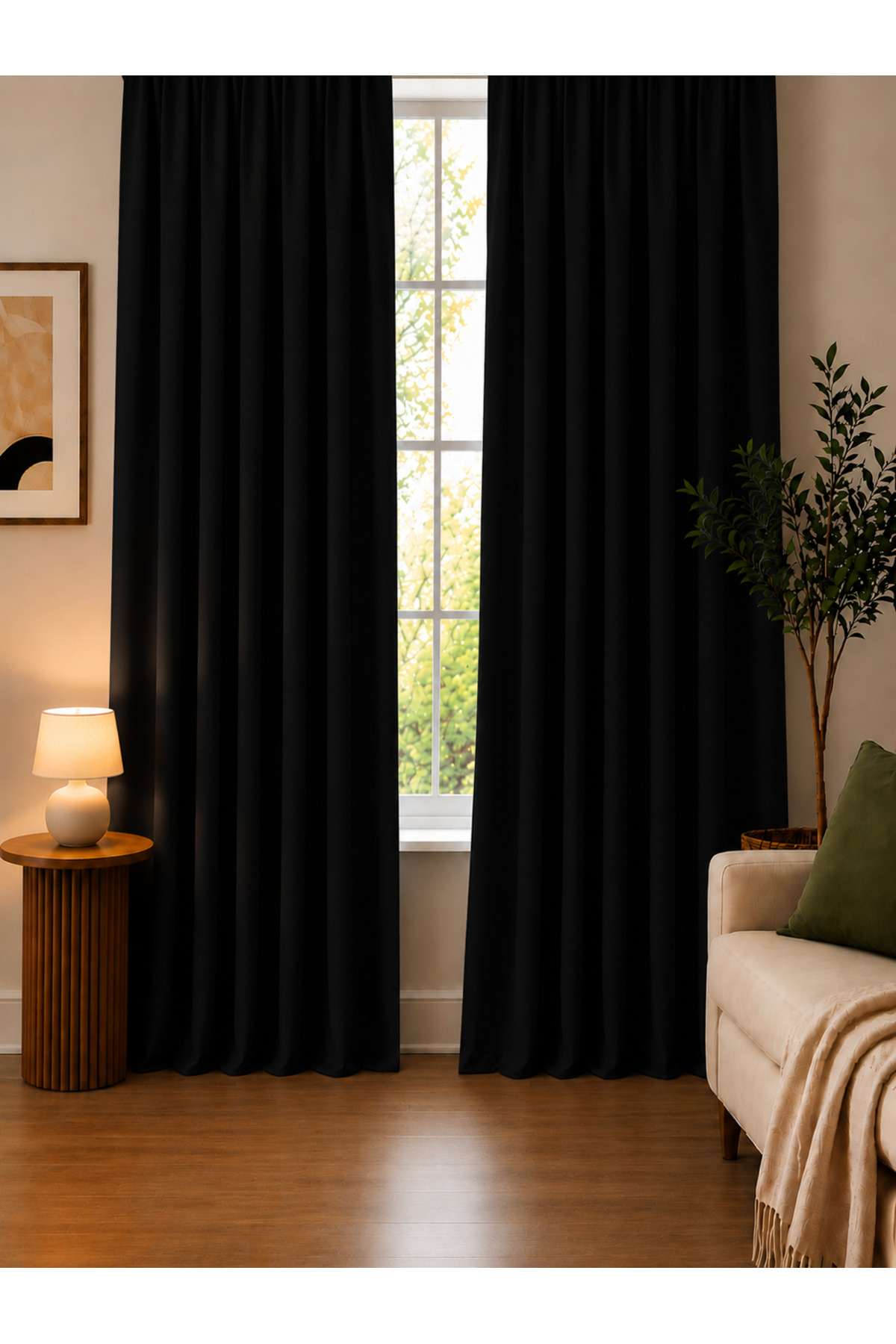 Black Lightproof Blackout Dimming Thermal Insulated Sunshade Background Curtain (WIDTH X LENGTH)