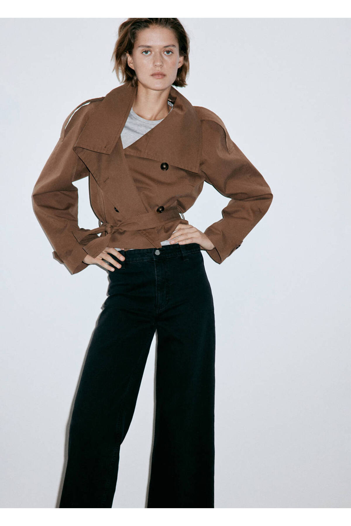 MANGO Woman Catherin yüksek belli culotte jean pantolon görsel 6