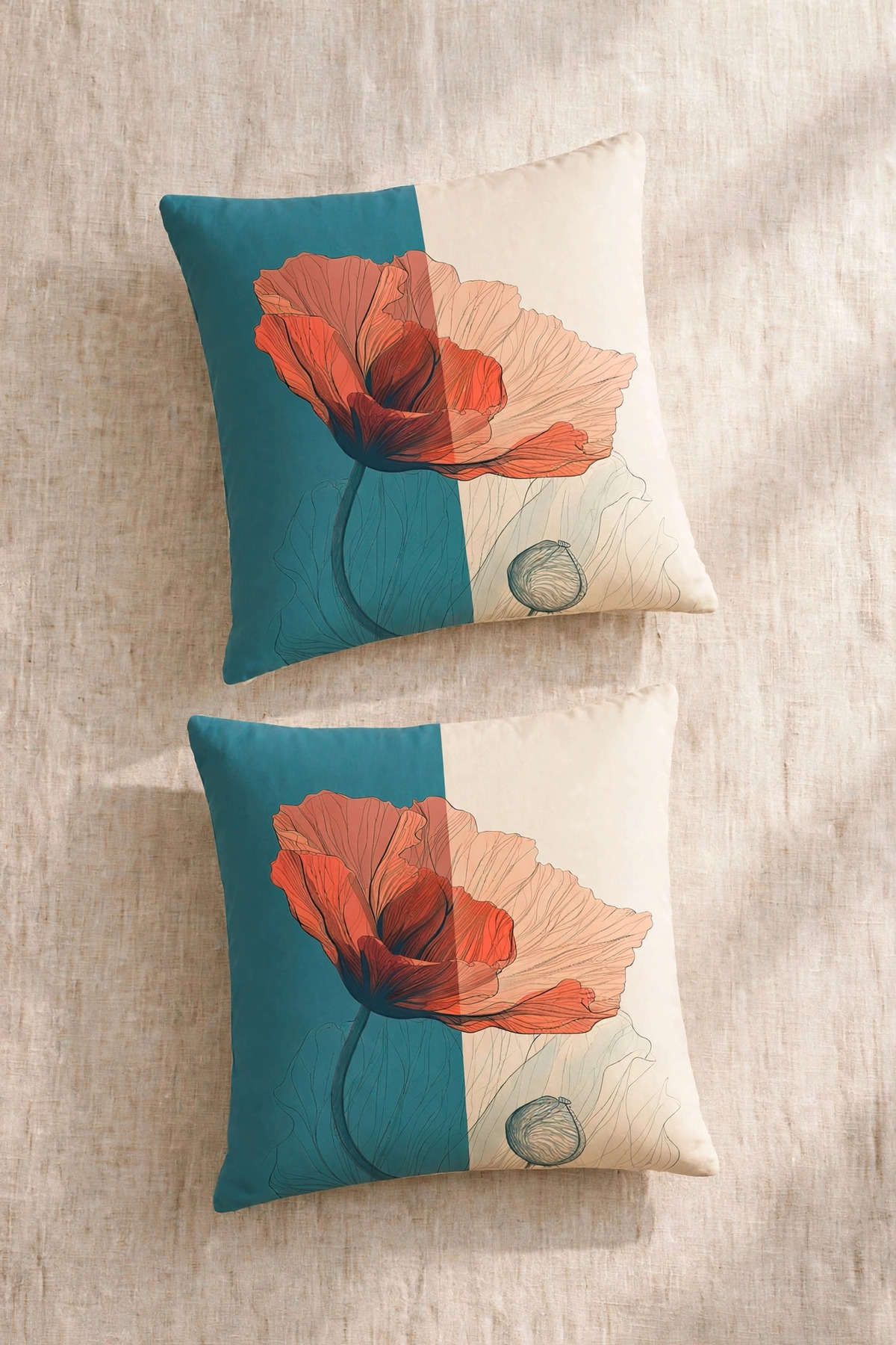 2 Pcs Double Sided Patterned Pillow Cushion Covers