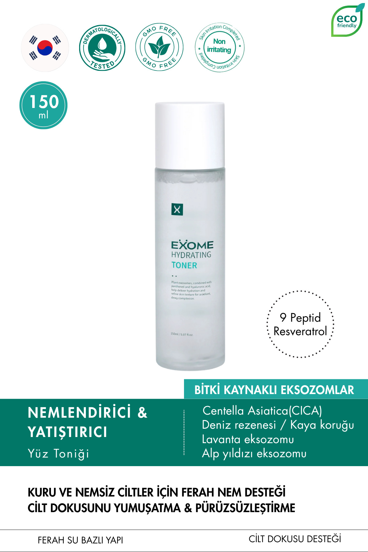 Exome Nemlendirici Yüz Toniği | Panthenol & Hyaluronik Asit | Cilt Dengeleyici Bakım | Hydrating Toner | 150 ml — Exome005