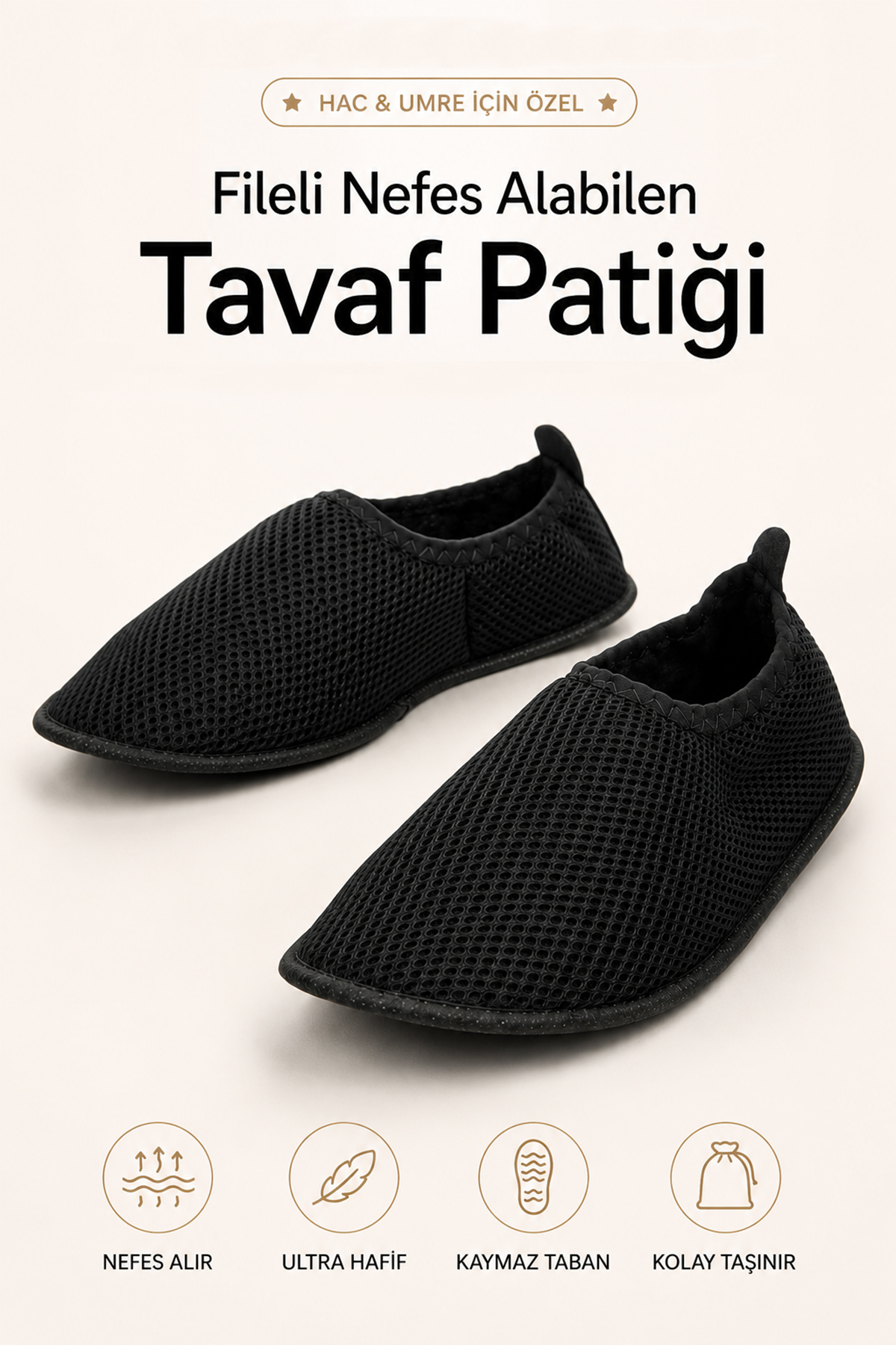 ihvan online Fileli Nefes Alabilen Hac Umre Tavaf Patiği Siyah
