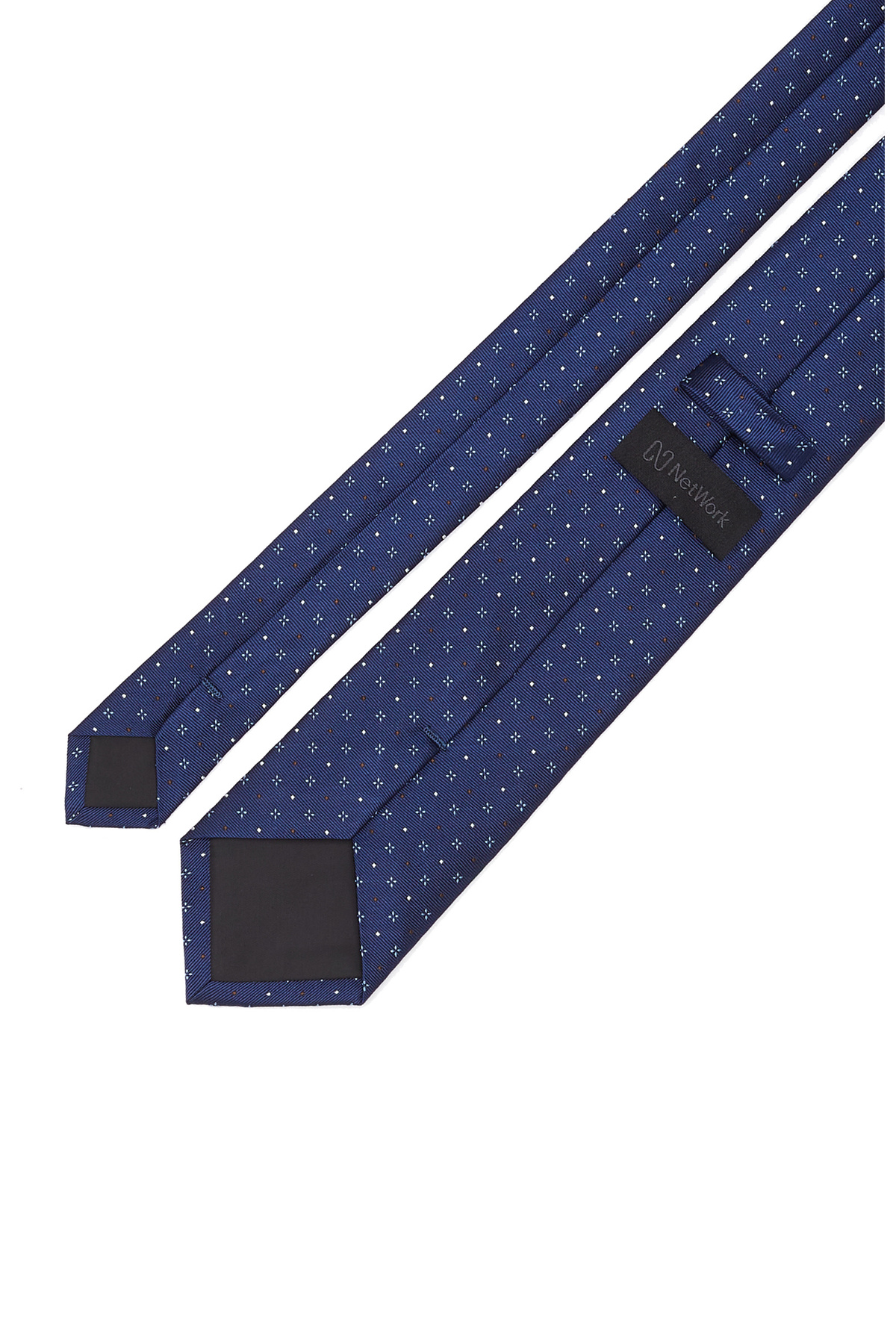 Network Lacivert Desenli İpek Kravat görsel 2