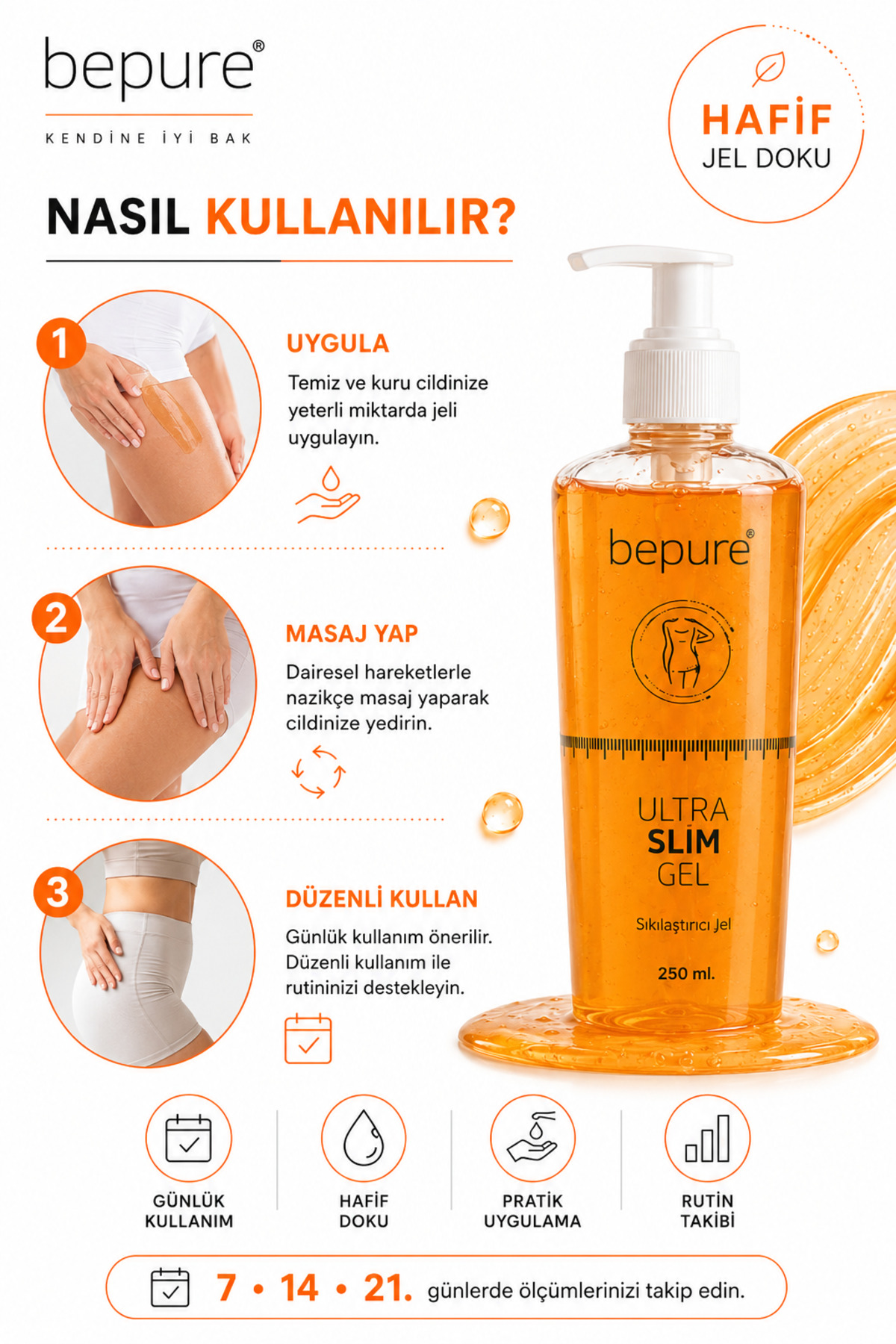 Selülit Gidermeye Yardımcı Jel, Sıkılaştırıcı Vücut Jeli, Selülit ve Çatlak, Ekstra Güçlü Sıkılaştırıcı Selülit Jeli 250ml — BPRSLLT — تصویر 3 از 4