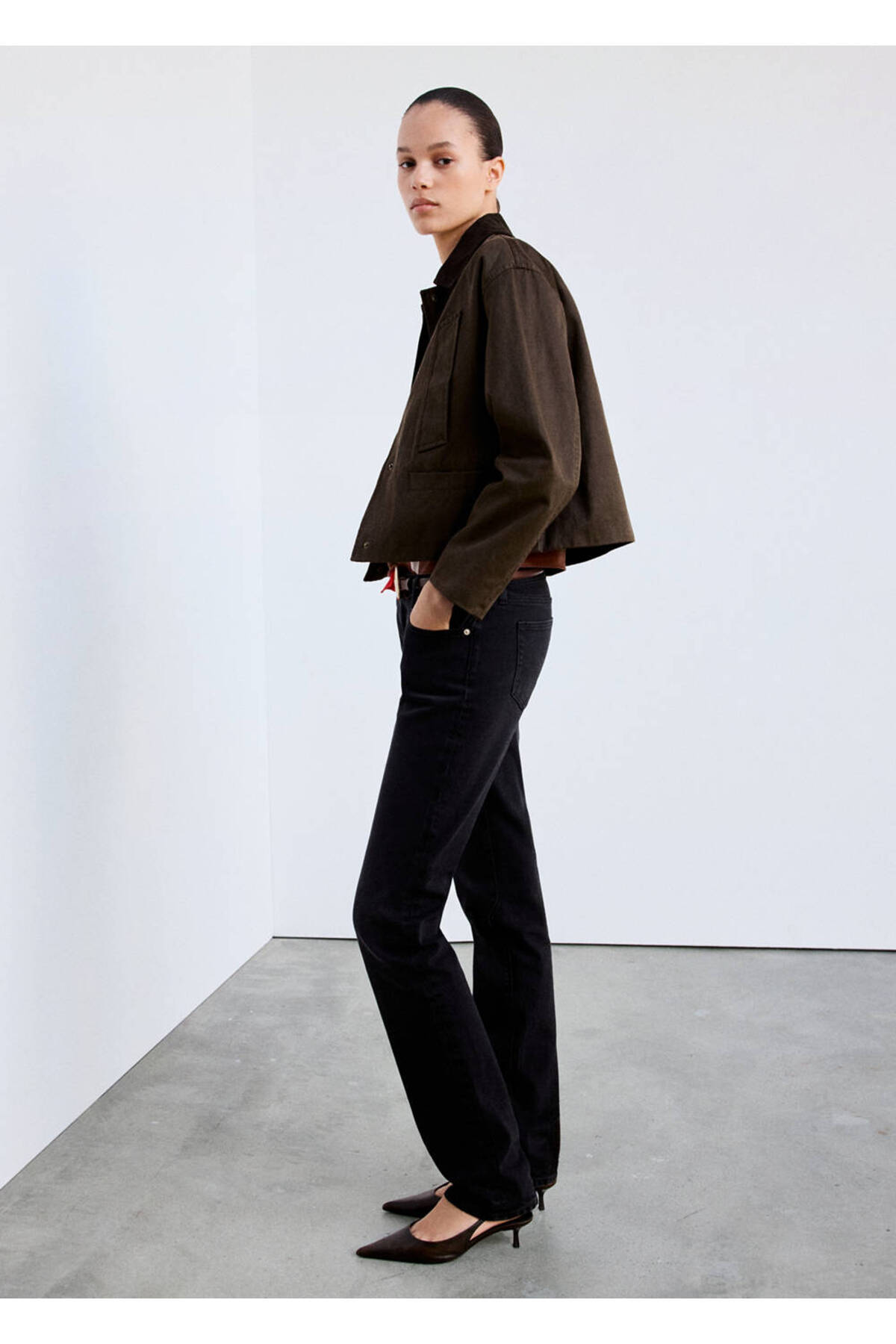 MANGO Woman Corduroy collar jacket görsel 2