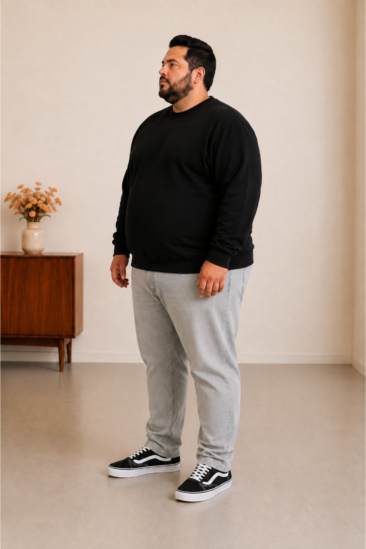 sngl tekstil Erkek Büyük Beden Oversize 3 İplik Uzun Kollu Sweatshirt 3xl-4xl-5xl-6xl-7xl-8xl-9xl görsel 2
