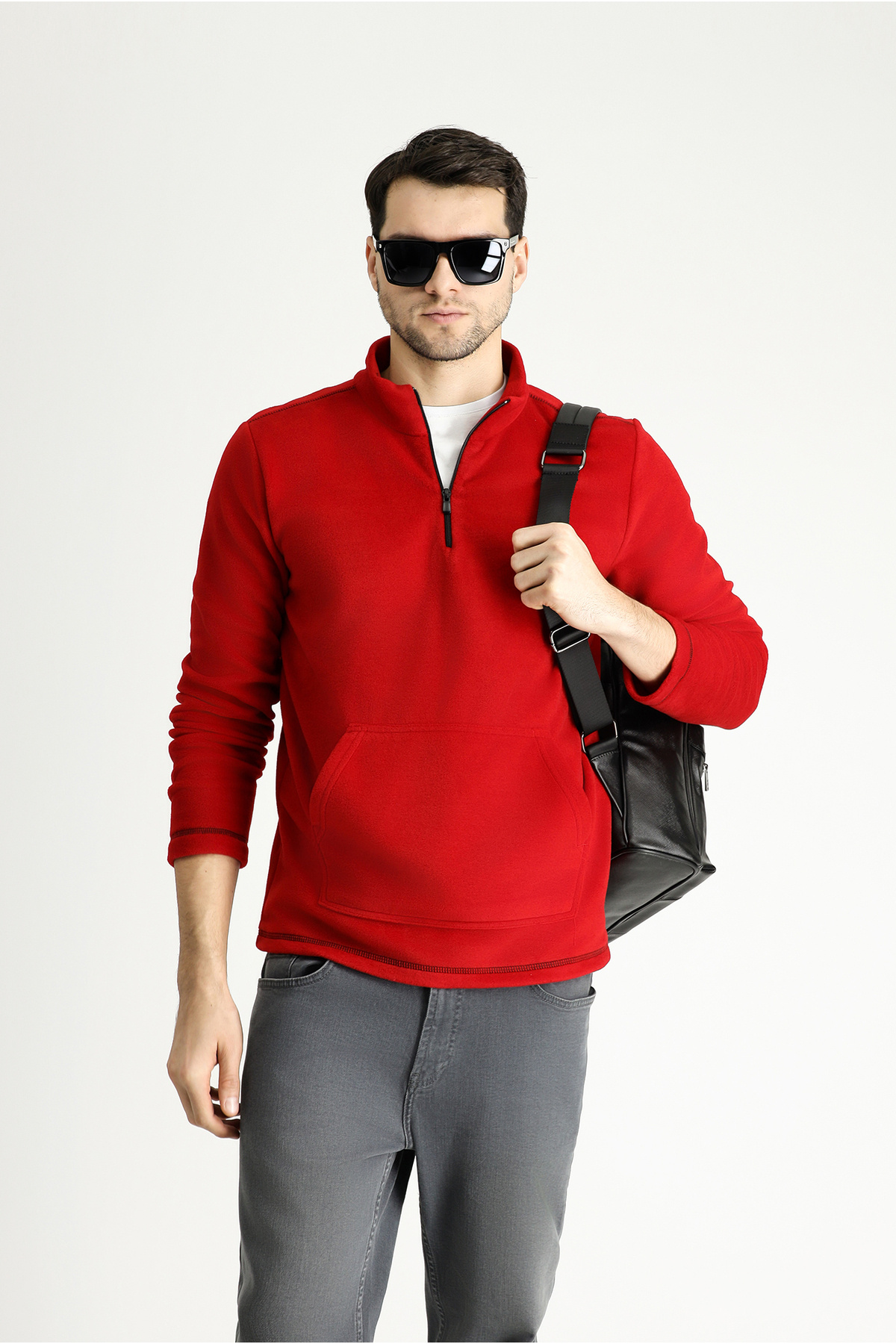 Kiğılı Yarım Fermuarlı Polar Sweatshirt görsel 3