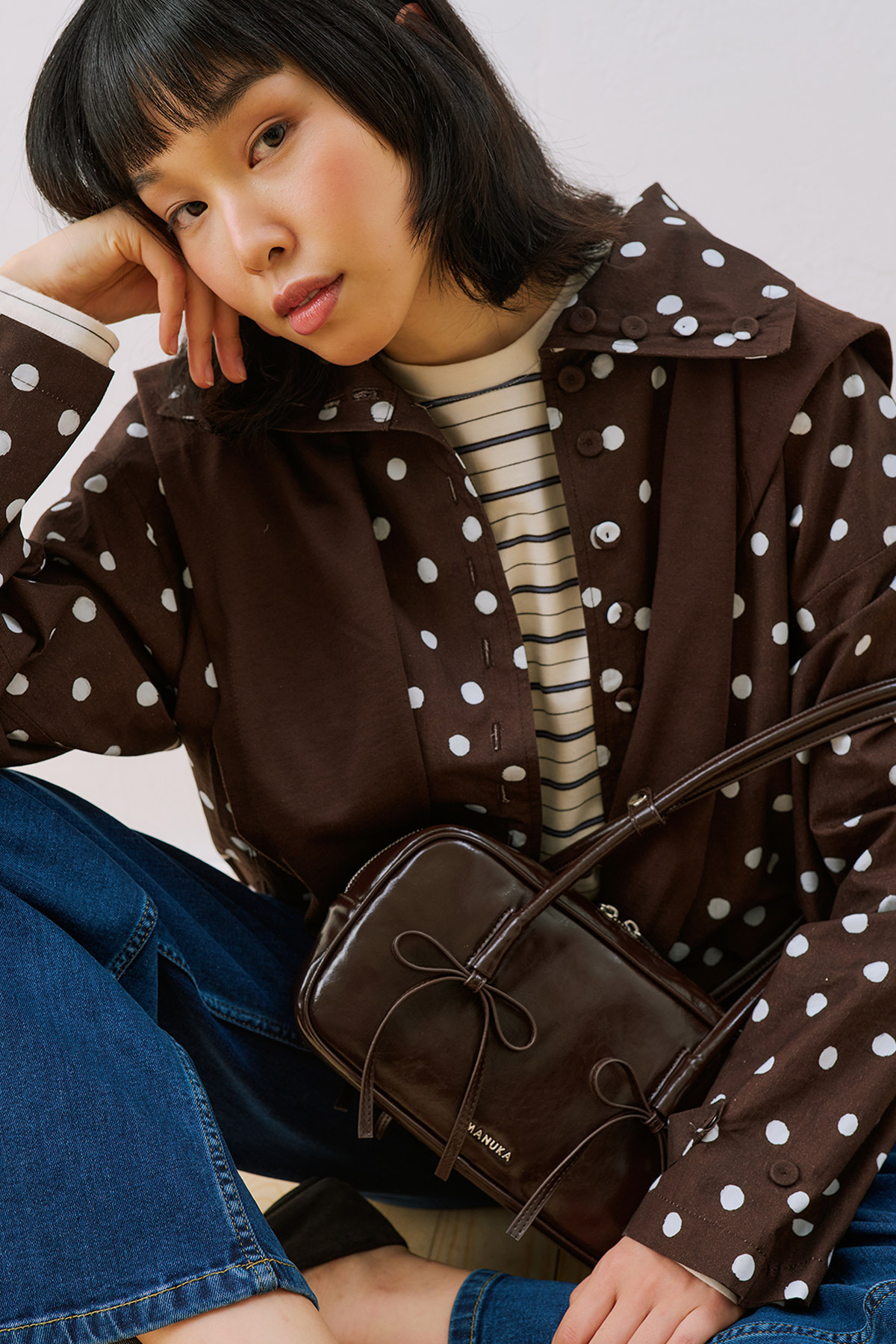 BAGGAGE BAG WITH LOLA BOW BROWN