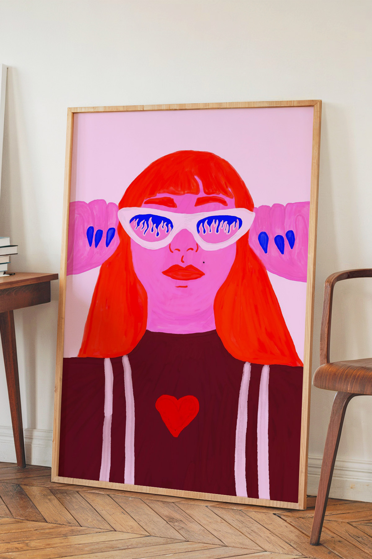 Pop Art Kadın Portre Tablo Poster Modern İllüstrasyon Duvar Dekoru Çerçevesiz