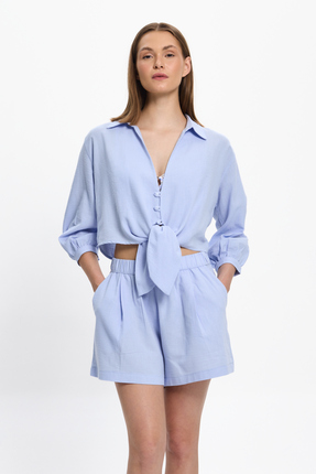TOOSALTY Kadın Önden Bağlamalı %100 Cotton Gömlek 25PL09ST