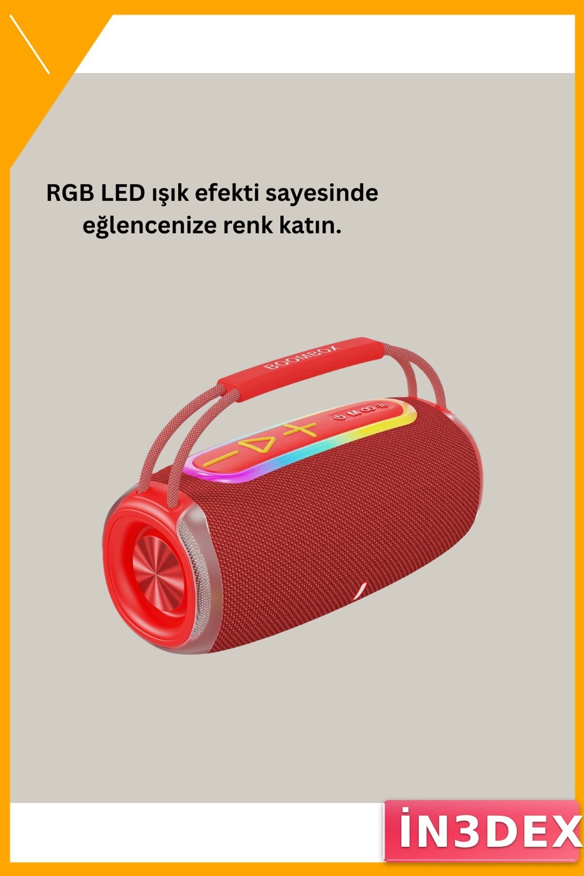 Taşınabilir Bluetooth 5.3 Hoparlör 20W Çift Sürücülü RGB LED Işıklı IPX6