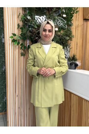 Sernisa Moda Belden Büzme Detaylı Pantolon Ceket Takım