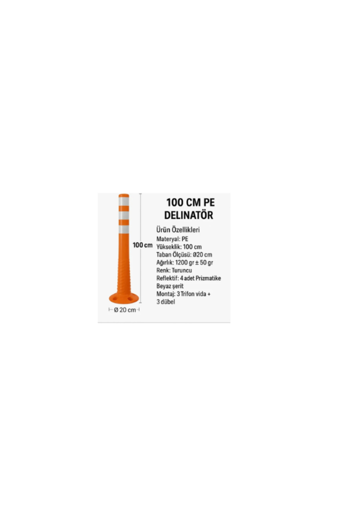 Delinatör – Dört Reflektifli 100 cm Pe