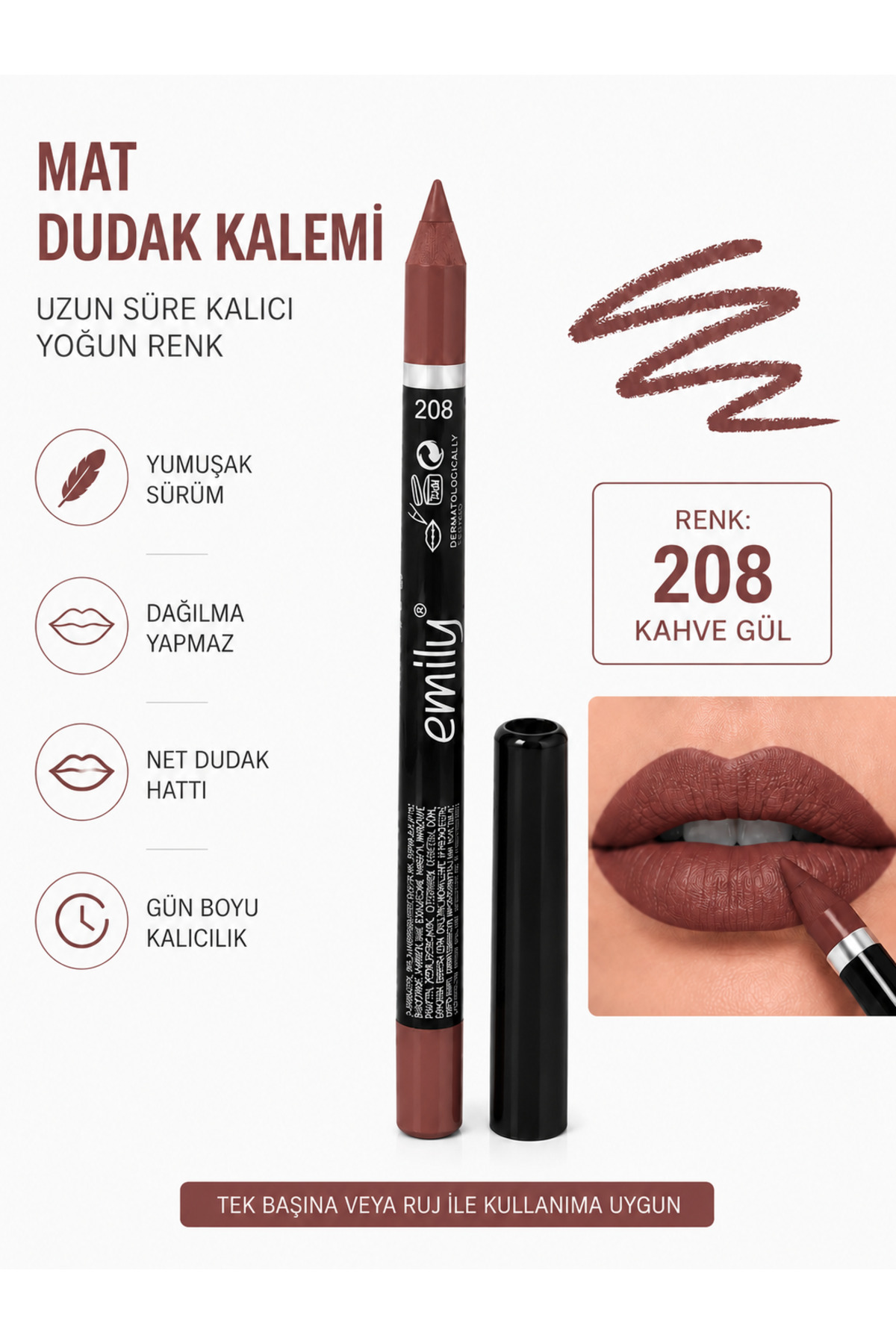 Emilly Dudak Kalemi KAHVEGÜL (208) — زرشکی ddk0228