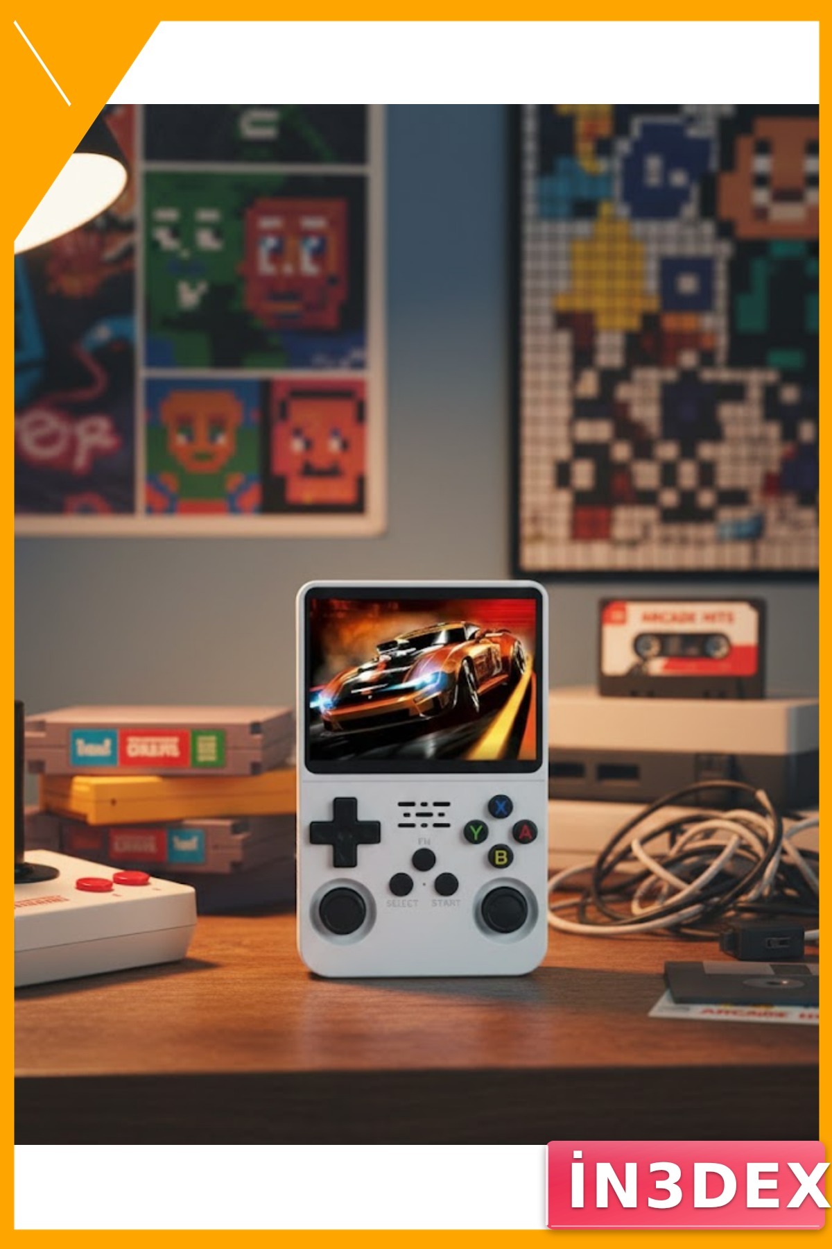 64 Bit İşlemcili Taşınabilir Retro Oyun Konsolu Çift Kart Girişli