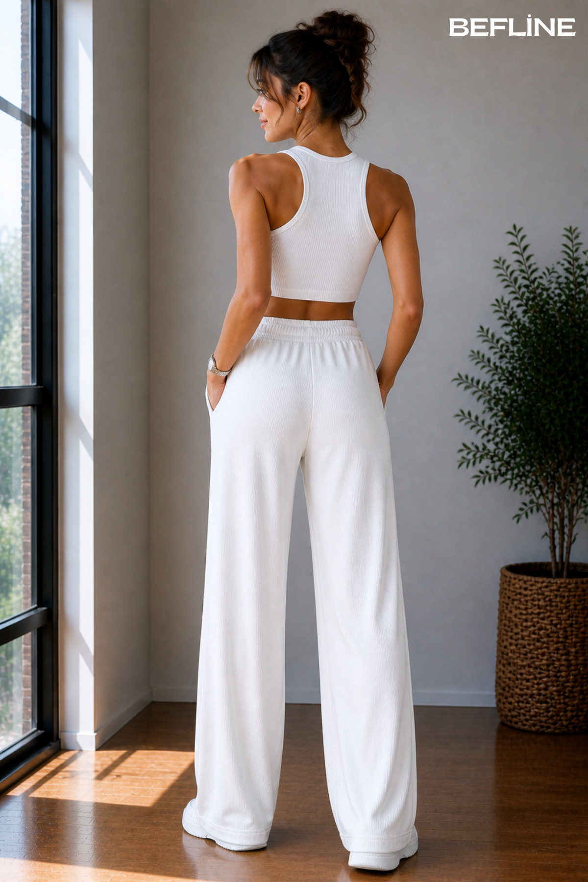 LAVİNİM  Kadın Keten Oversize LooseFit Rahat Pantolon - Görsel 4