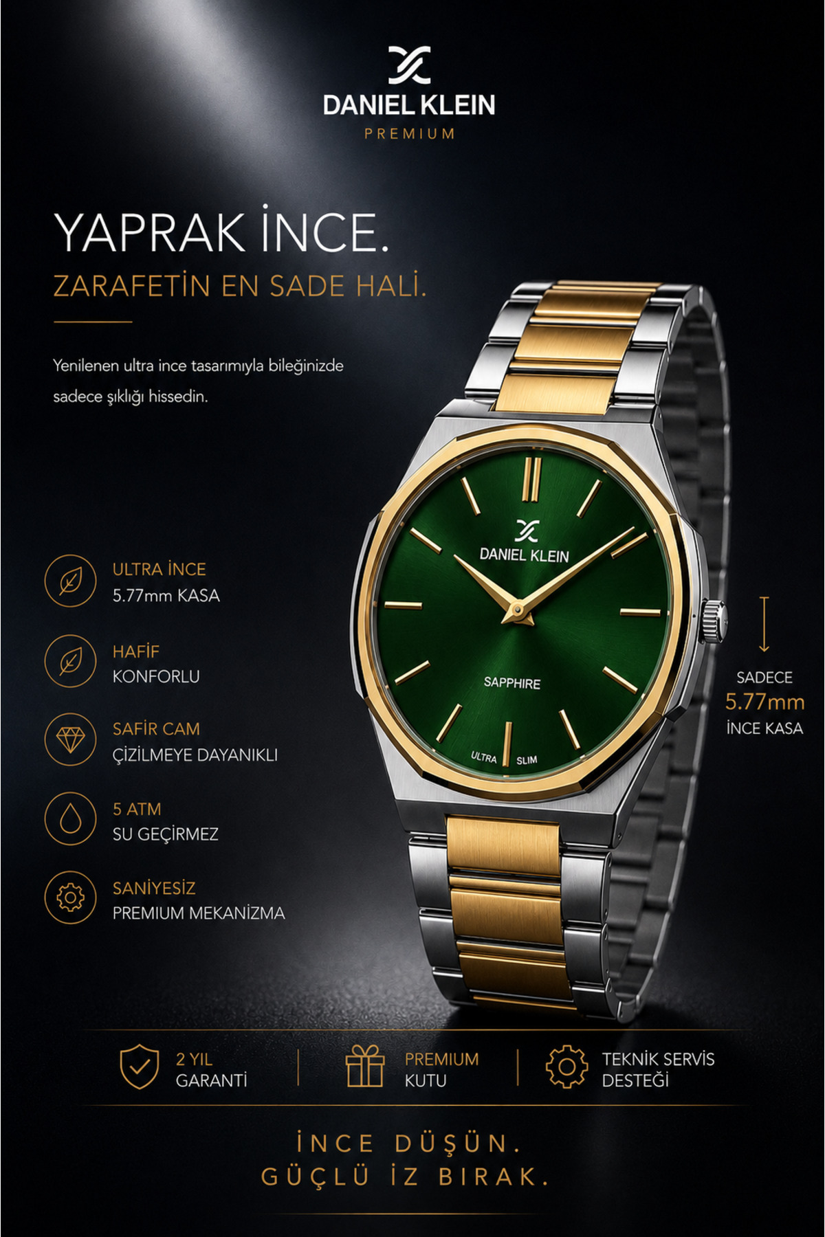 GIFT THIN LEAF CASE SAPPHIRE GLASS STEEL STRAP MENS WRIST WATCH 5ATM WATERPROOF 2YR GUARANTEED FATHER 'S DAY GIFT VALENTINE 'S DAY GIFT