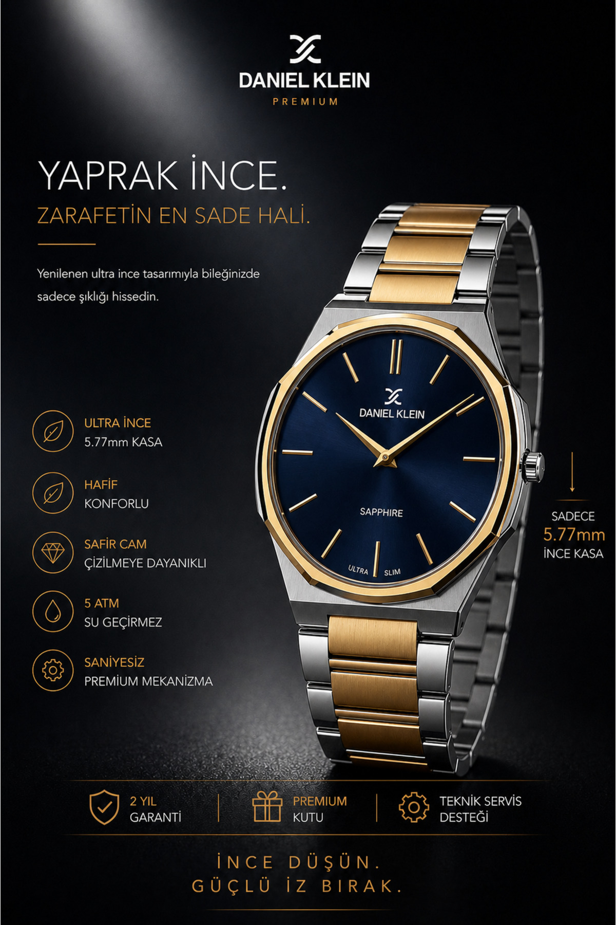 GIFT THIN LEAF CASE SAPPHIRE GLASS STEEL STRAP MENS WRIST WATCH 5ATM WATERPROOF 2YR GUARANTEED FATHER 'S DAY GIFT VALENTINE 'S DAY GIFT