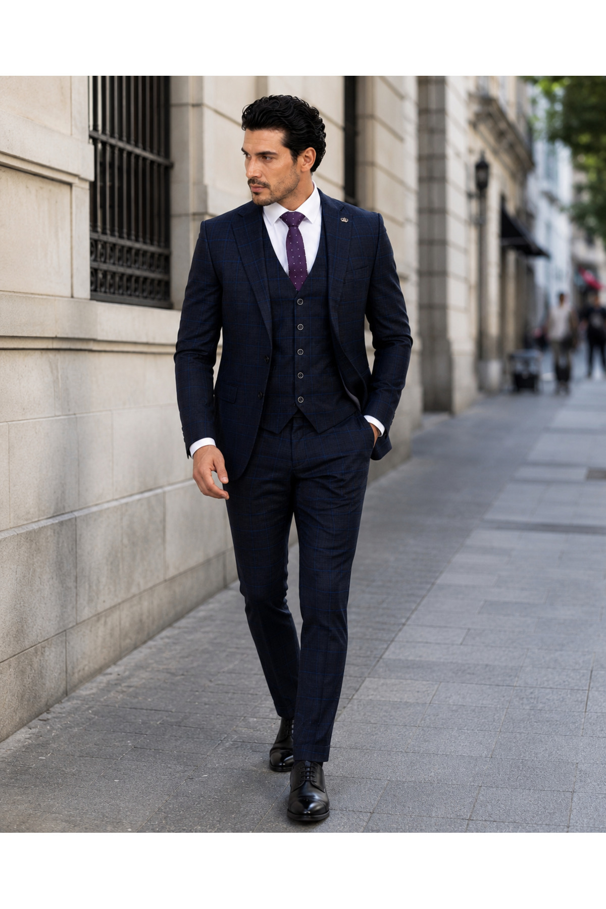 کت و شلوار مردانه – Slim Fit Premium Classic Elegance — سرمه‌ای 49-456-LYC34 — تصویر 3 از 5