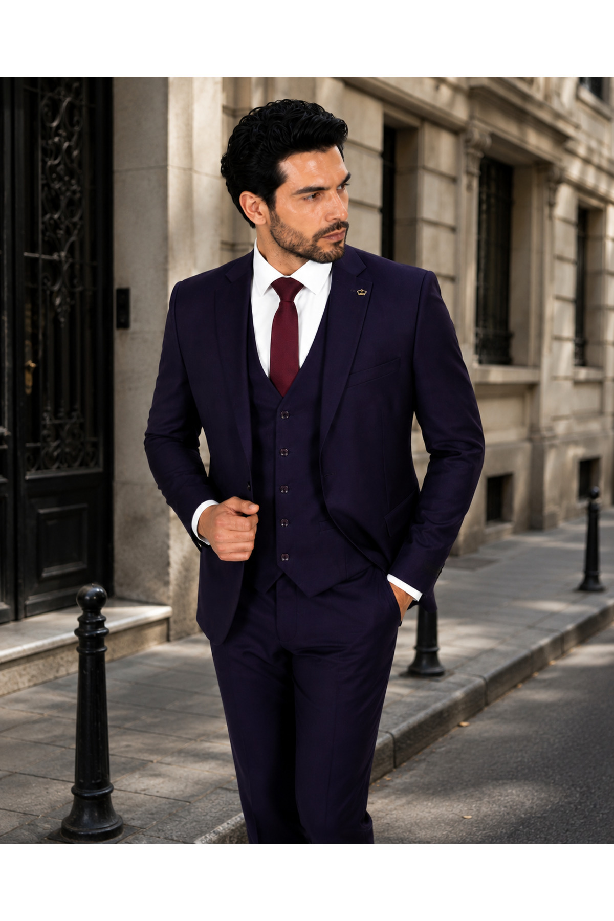 Erkek Takım Elbise – Dar Kalıp Premium Klasik Şıklık — بنفش 08-612/22 — تصویر 3 از 5