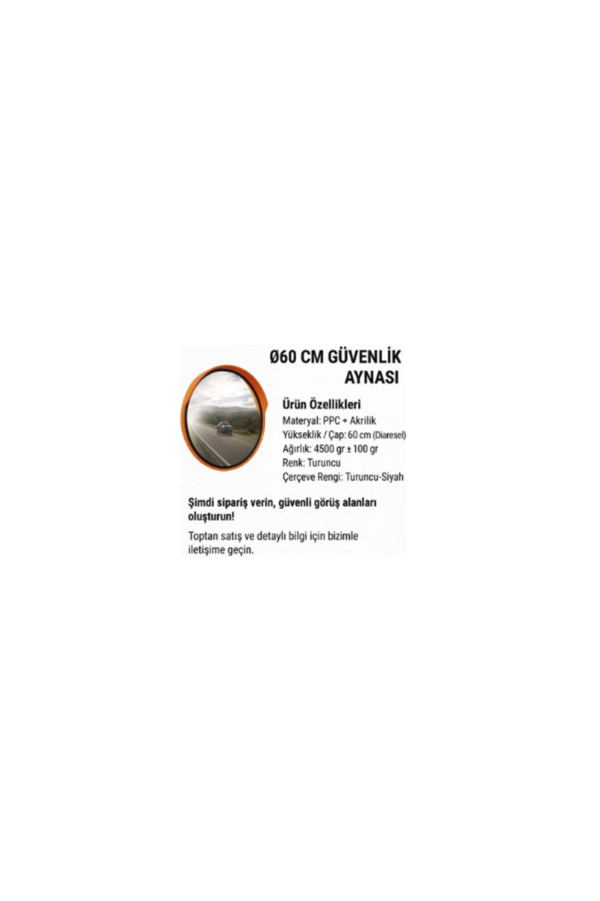 Dairesel Güvenlik Aynası | Turuncu Çerçeveli –ø 60 cm