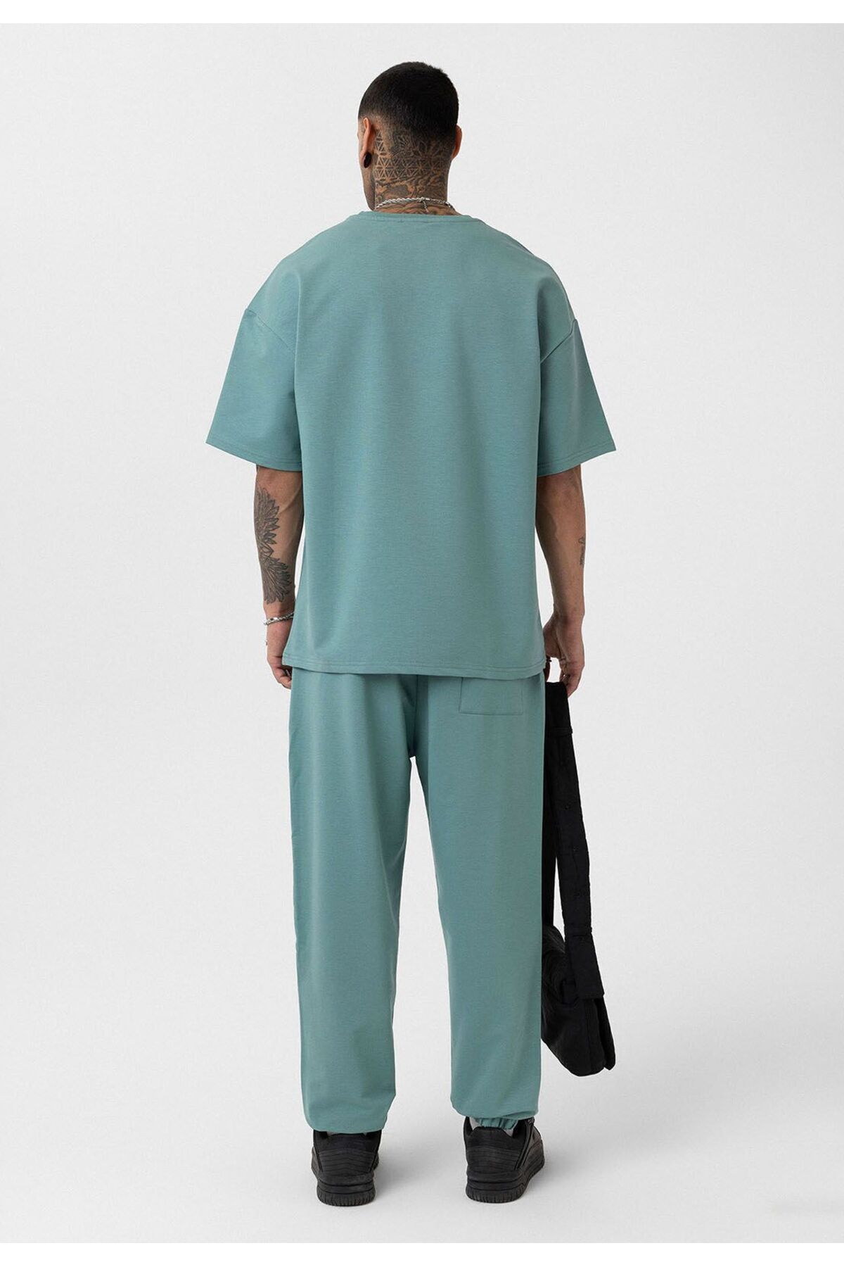 Paça Lastikli Basic Oversize Eşofman Takımı — آبی DND_30-123 — تصویر 4 از 7
