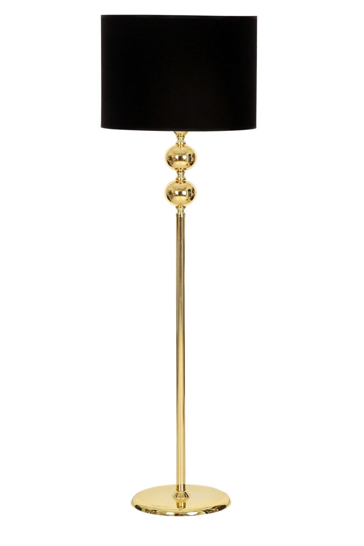 Gold Plated 2 Ball Metal Flat Single Foot Floor Lamp Cylinder Head Black