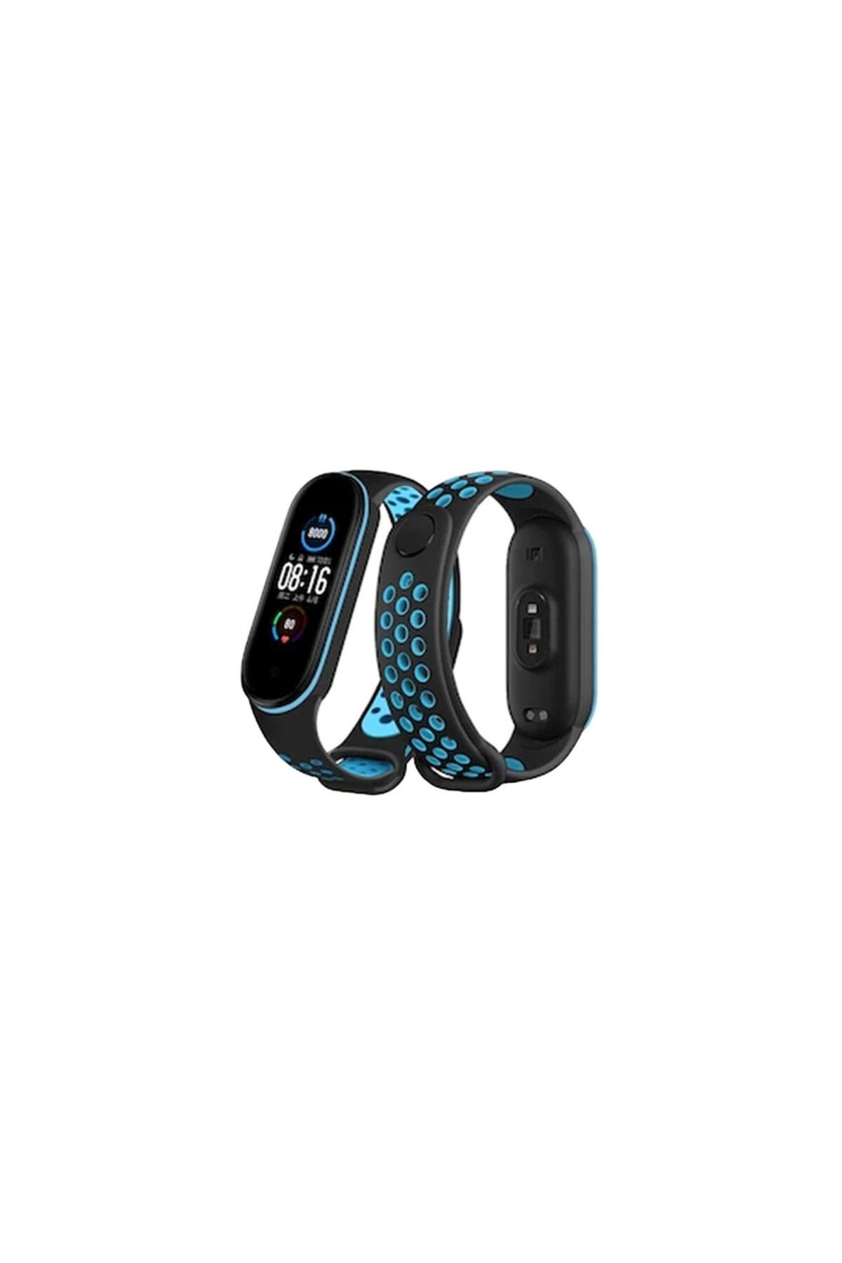 Xiaomi Mi Band 6 Spor Delikli Kordon - Siyah-mavi