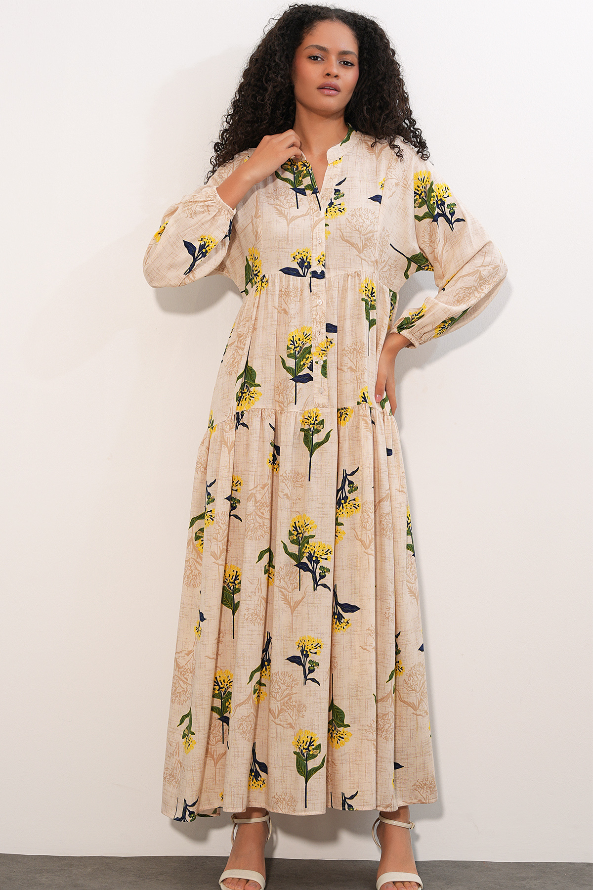 Bigdart Women's Patterned Long Hijab Dress 2585 - Y.Yellow