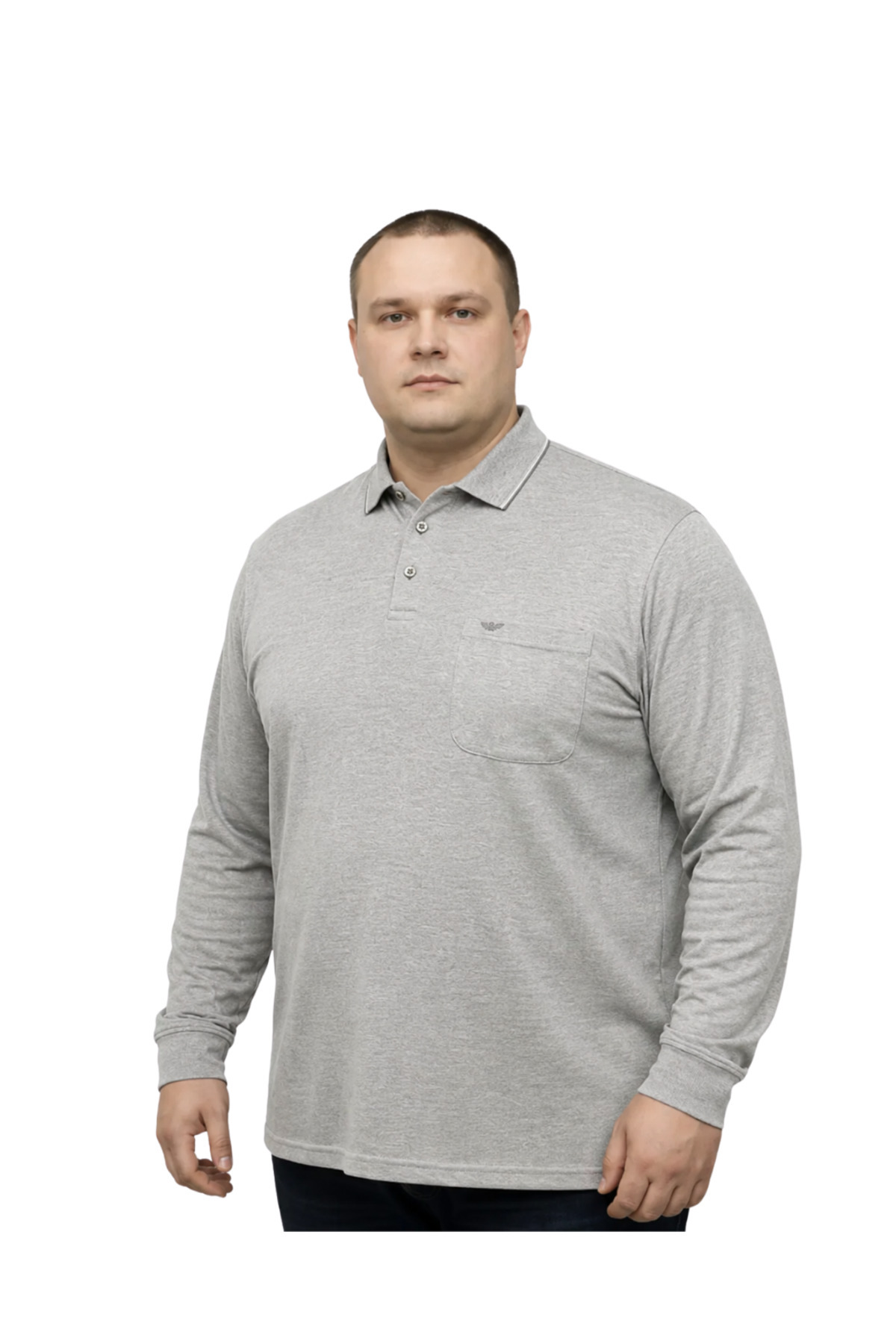 BattalModa Erkek Büyük Beden Melanj Toprak Polo Yaka Uzun Kollu Pike Tişört M-L-XL-2XL-3XL-4XL-5XL-6XL-7XL-8XL