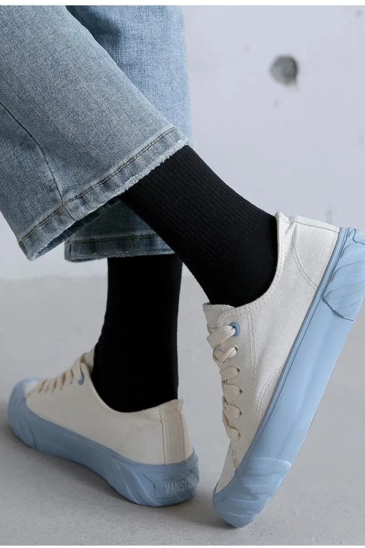 Socks Stores 6 Çift Unisex Pamuklu Düz Siyah Kolej Çorap görsel 4