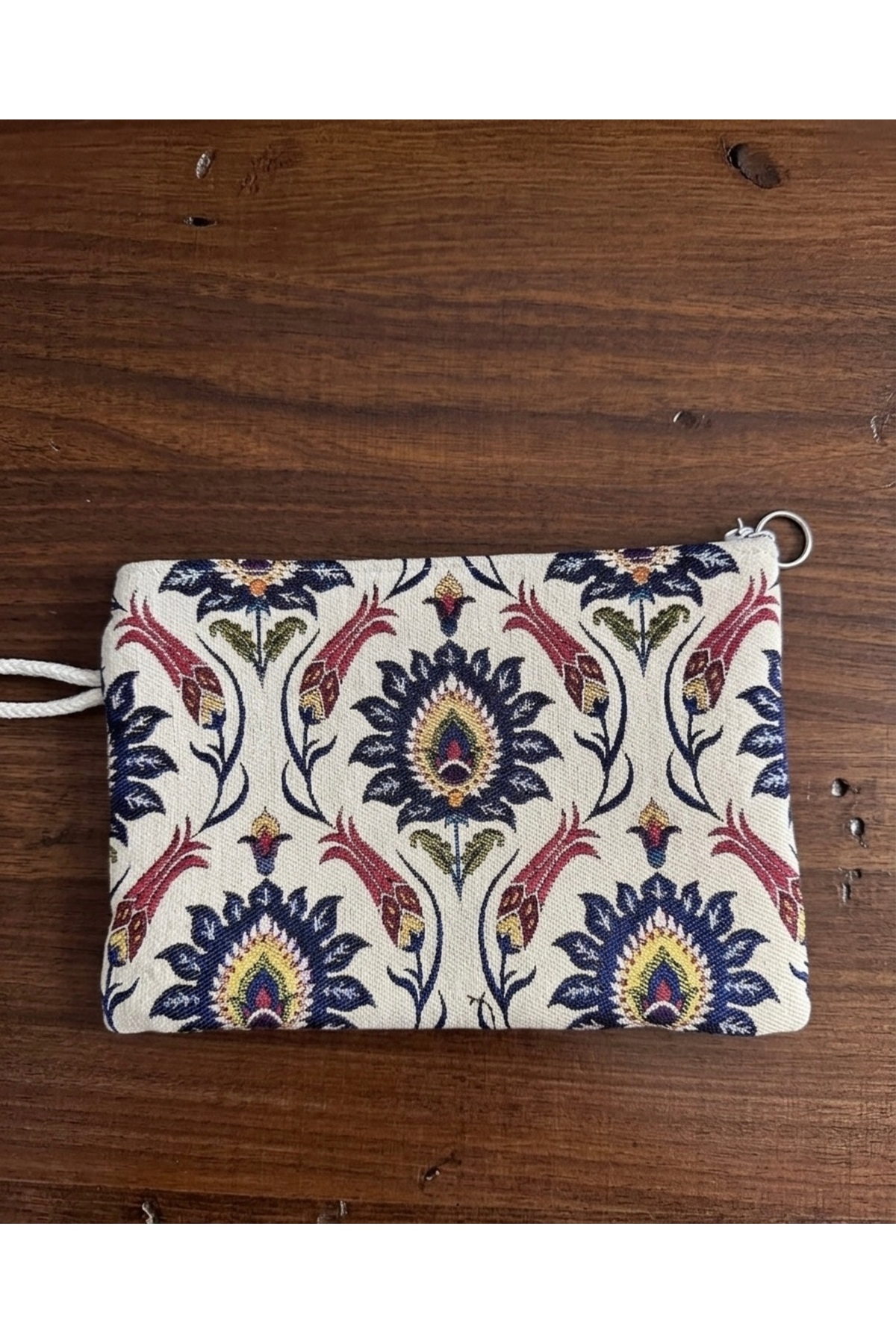 Zehra ana Etnik Lale Desenli Goblen El Çantası Clutch Çanta görsel 2