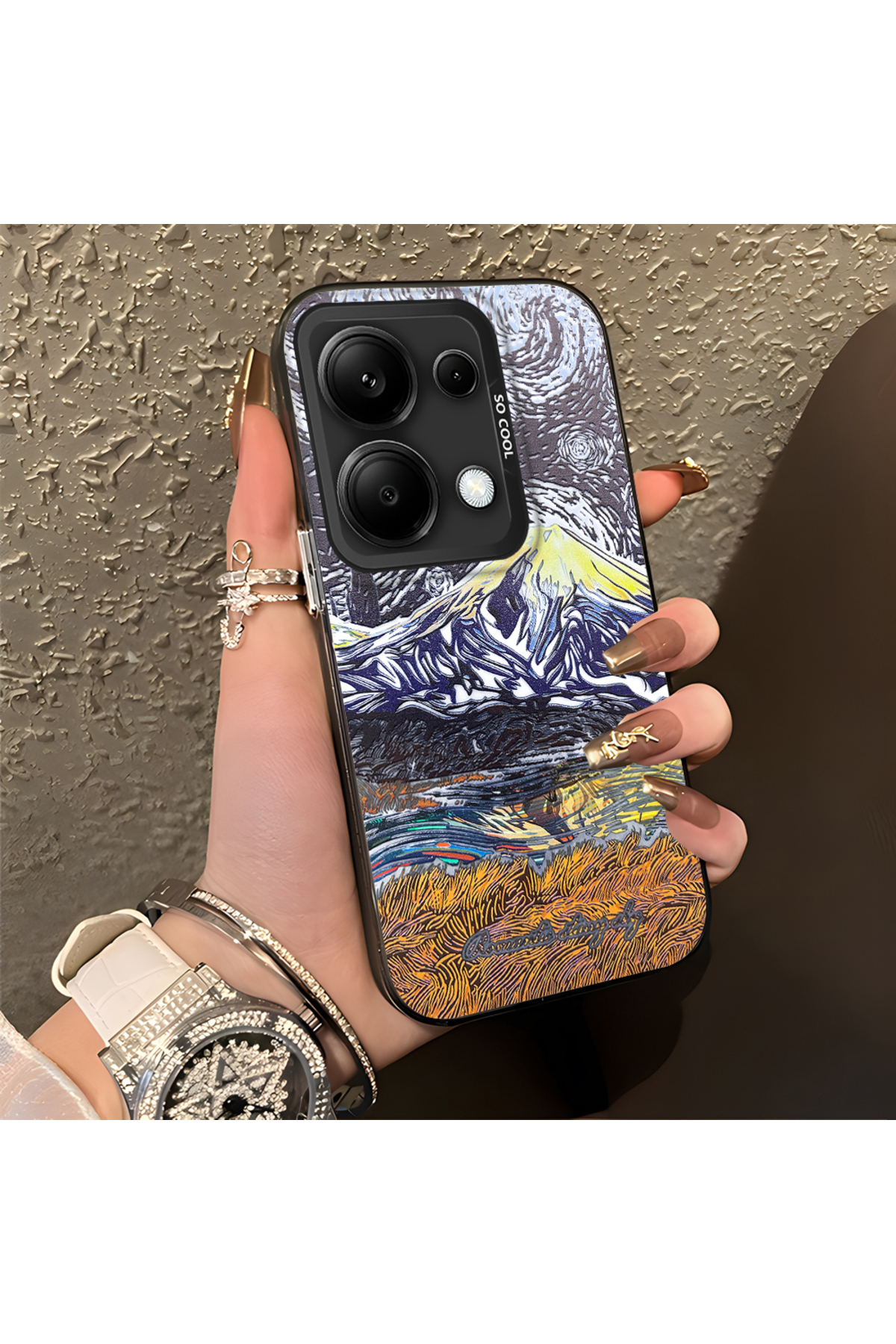 Redmi Note 13 Pro 4G Compatible Silicone Edge Hard Back Case Couple Phone Case with Landscape Pattern